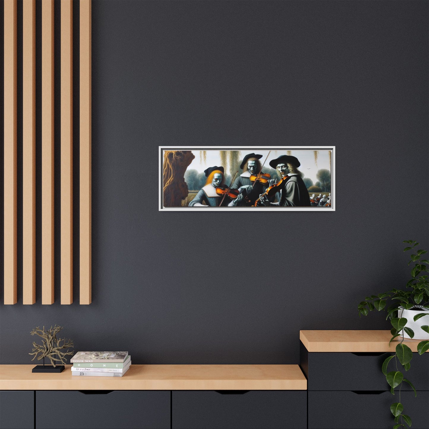 Vermeer's Vampire Violinists Canvas, Framed (Multi-color)