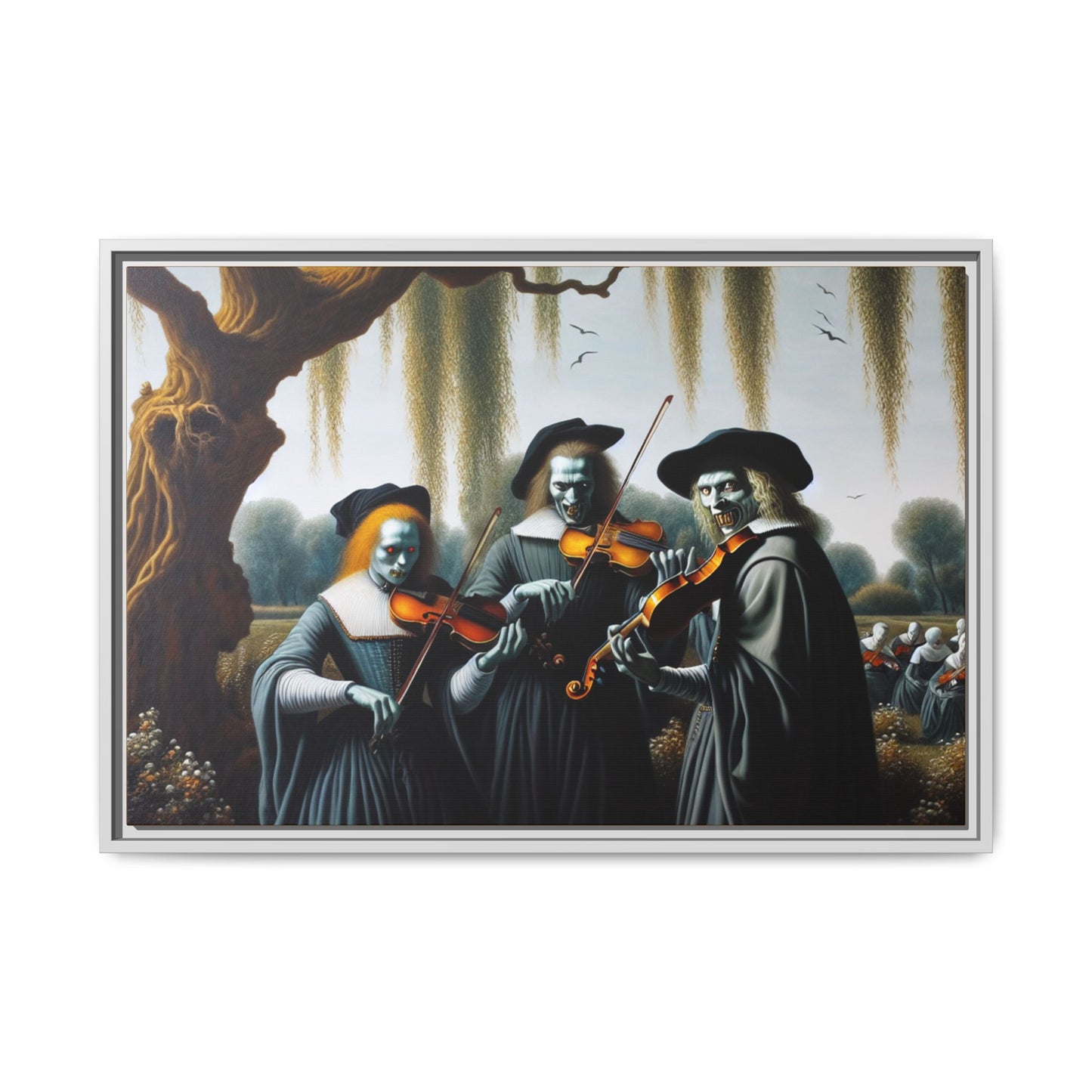 Vermeer's Vampire Violinists Canvas, Framed (Multi-color)