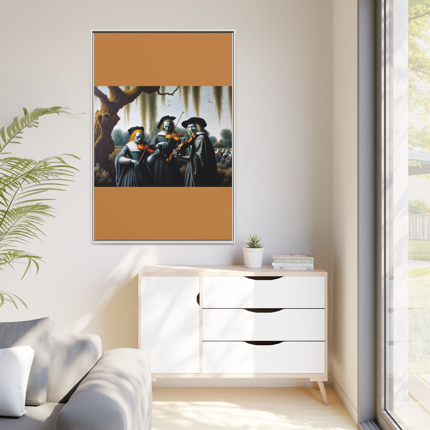 Vermeer's Vampire Violinists Canvas, Framed (Multi-color)