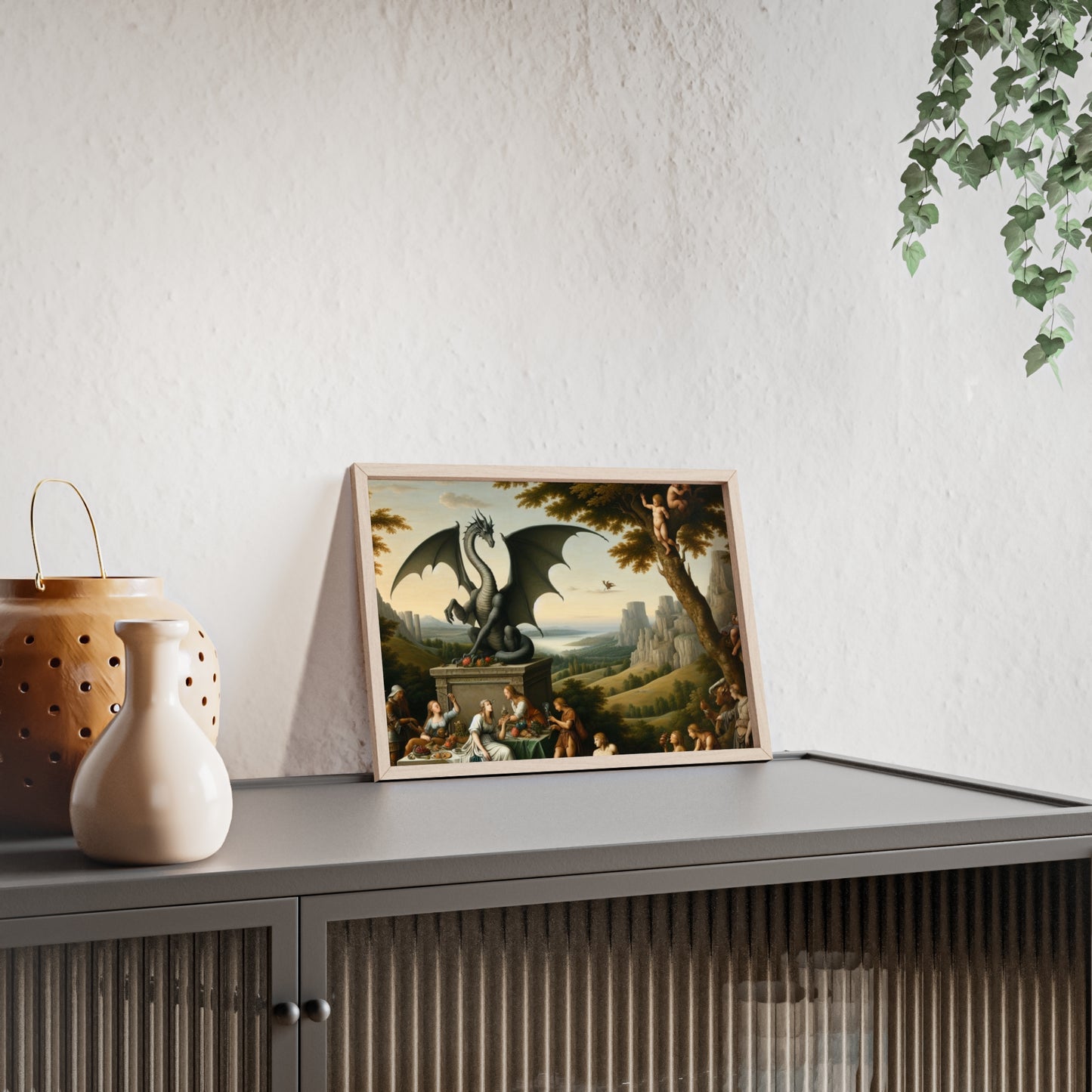 Framed Dragon Statue Poster