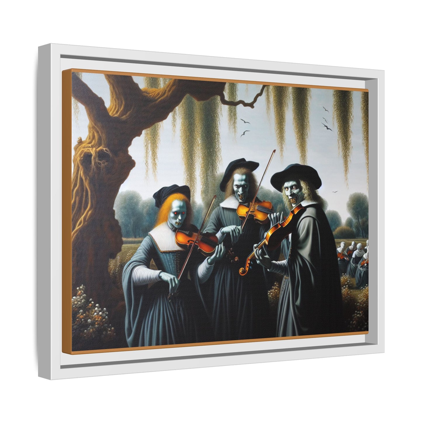Vermeer's Vampire Violinists Canvas, Framed (Multi-color)