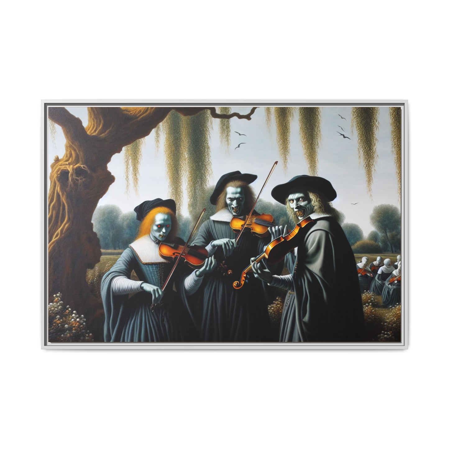 Vermeer's Vampire Violinists Canvas, Framed (Multi-color)