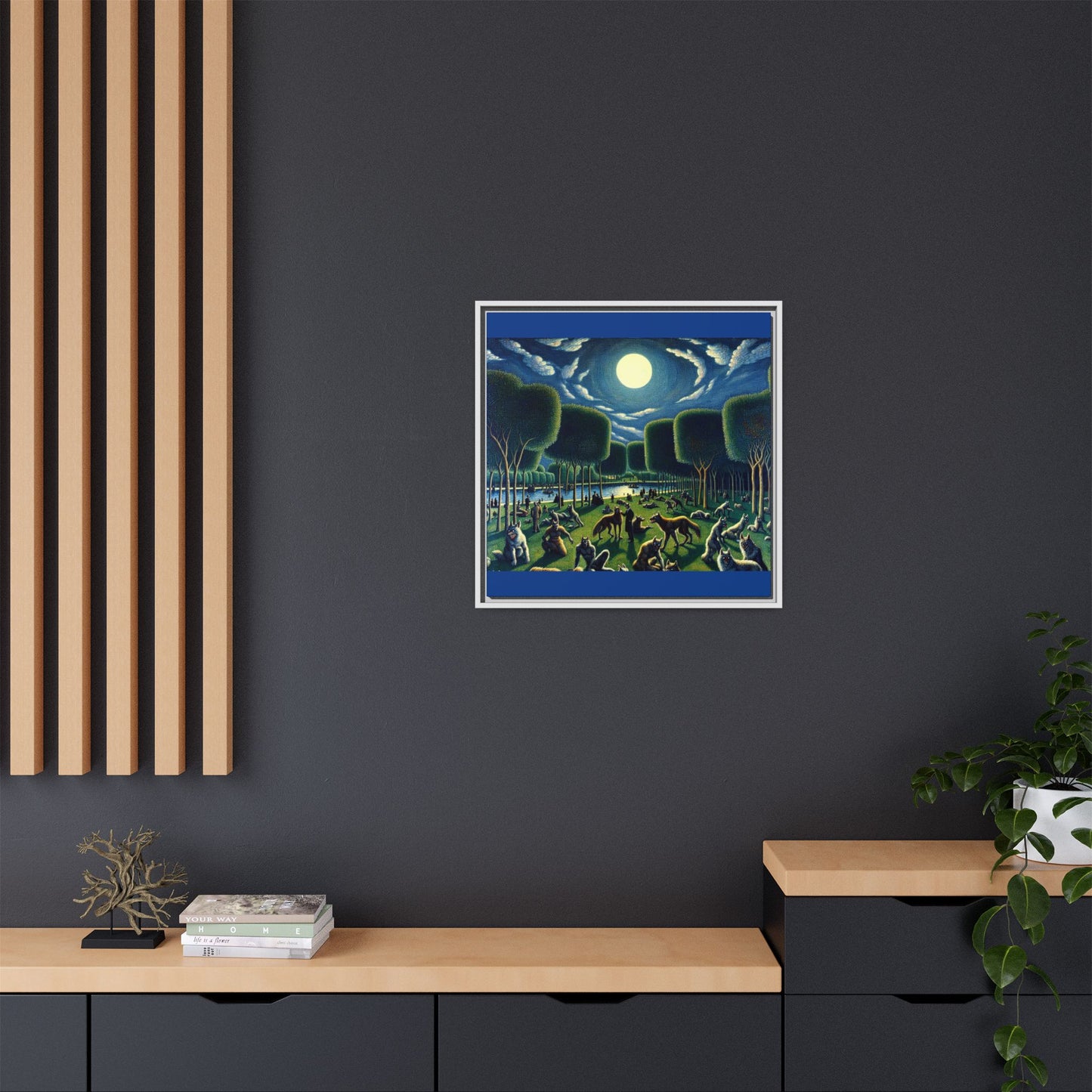 Werewolves at the Waterfront Canvas, Framed (Multi-color)