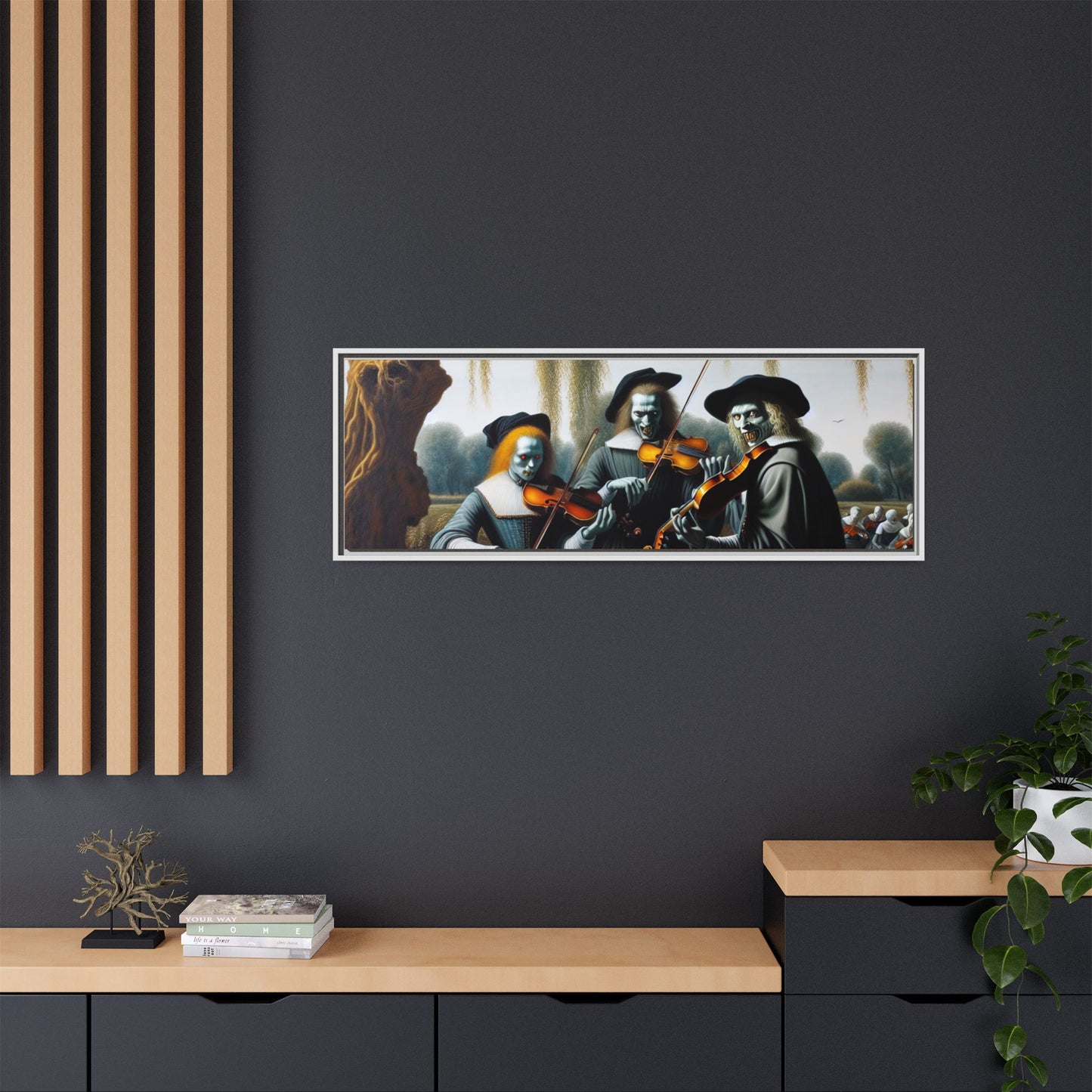 Vermeer's Vampire Violinists Canvas, Framed (Multi-color)