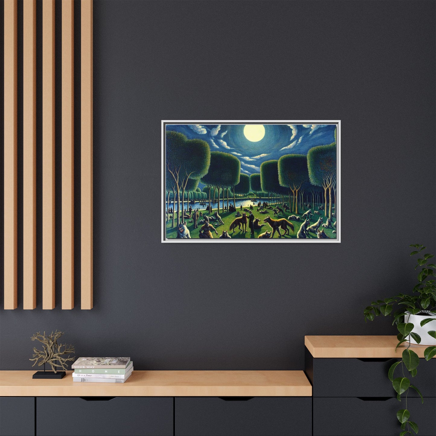 Werewolves at the Waterfront Canvas, Framed (Multi-color)