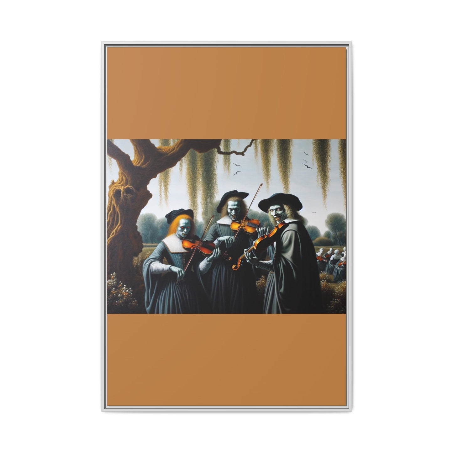 Vermeer's Vampire Violinists Canvas, Framed (Multi-color)