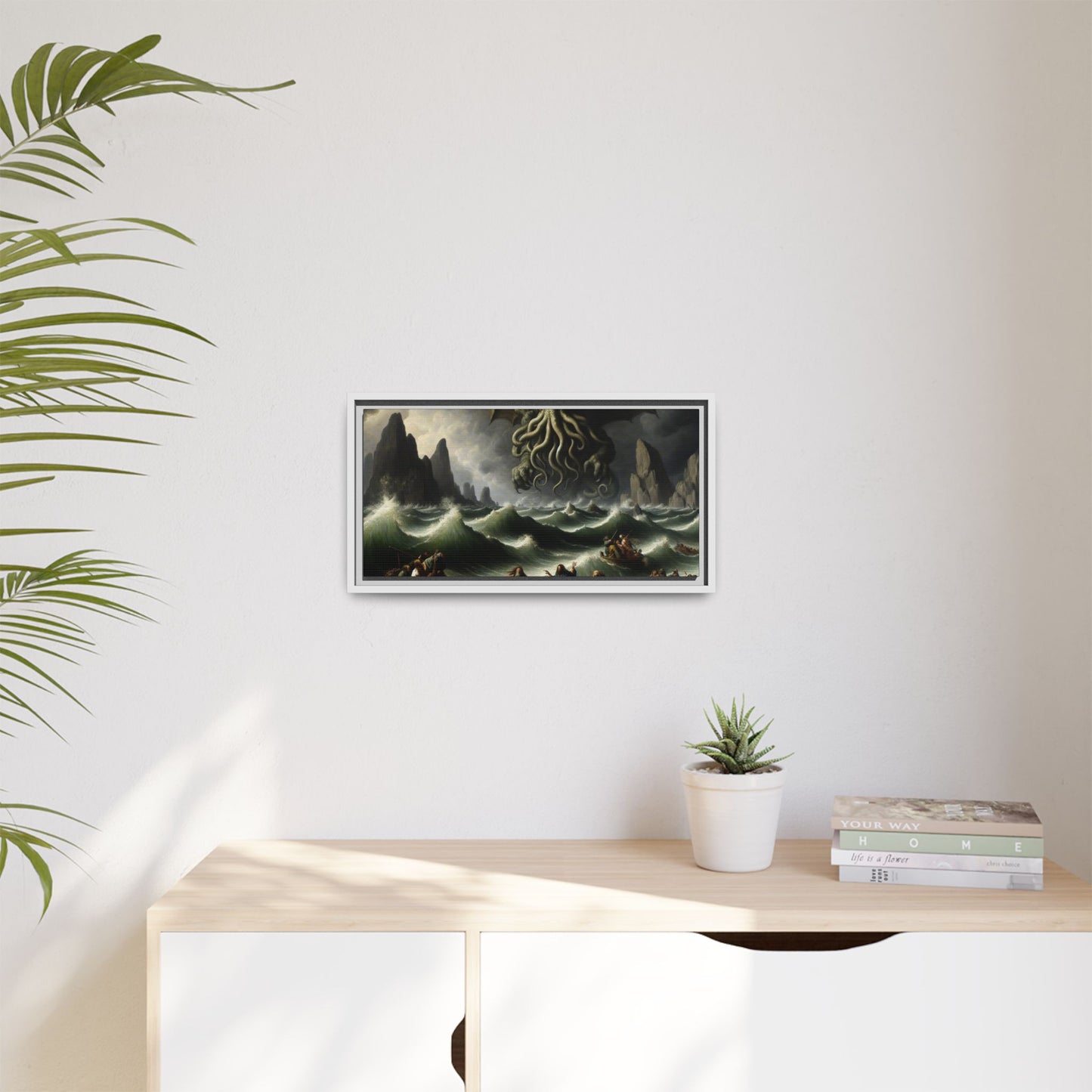 Cthulhu in the Storm Canvas, Framed (Multi-color)