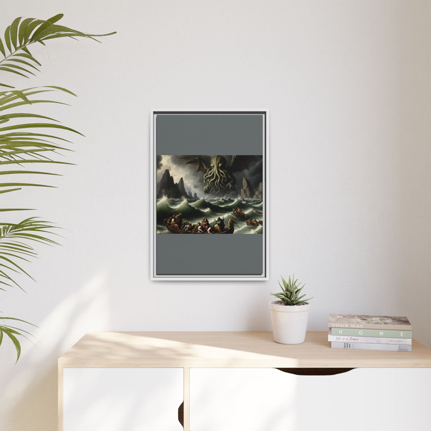 Cthulhu in the Storm Canvas, Framed (Multi-color)