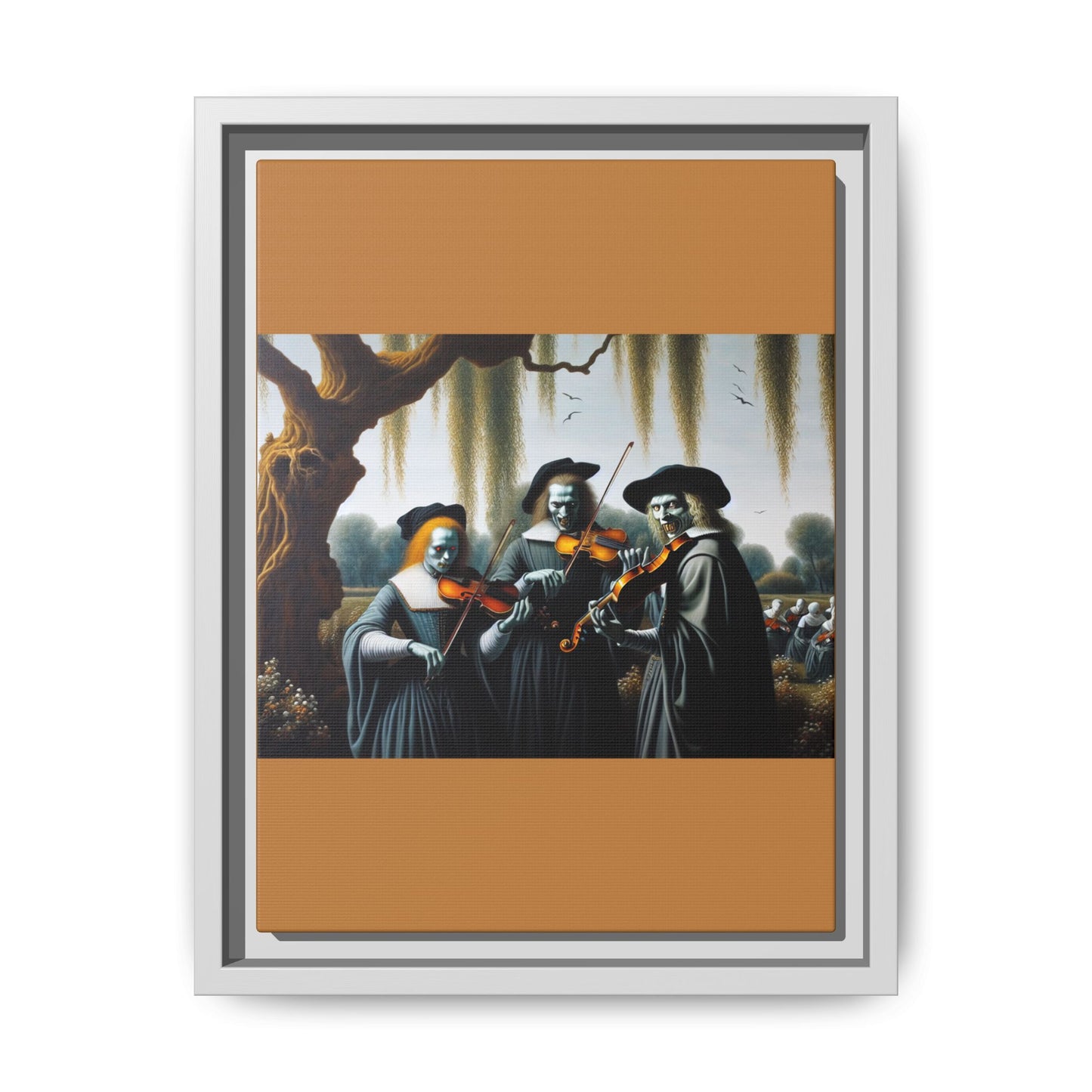 Vermeer's Vampire Violinists Canvas, Framed (Multi-color)
