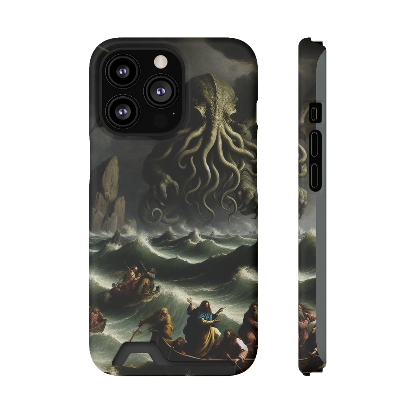 Cthulhu in the Storm Phone Case with Card Holder - IPHONE