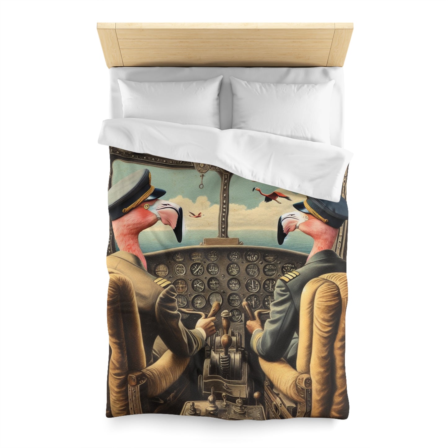 Flamingo Flight Deck Microfiber Duvet Cover