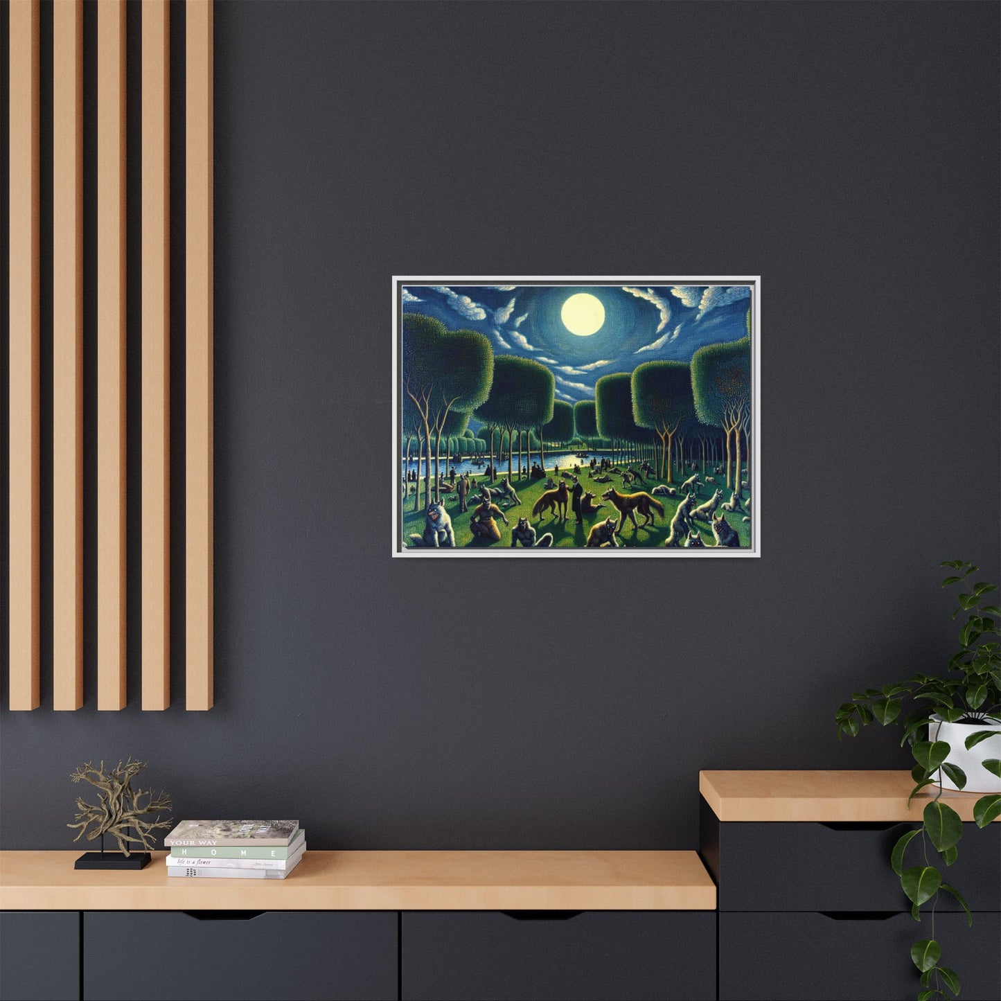 Werewolves at the Waterfront Canvas, Framed (Multi-color)