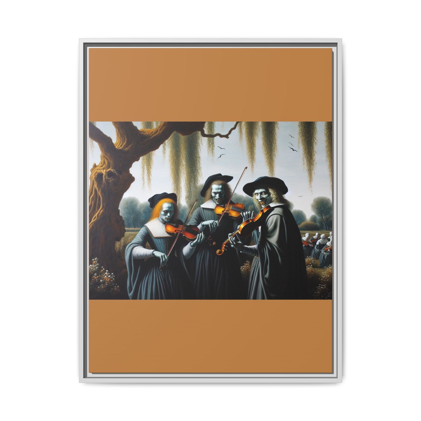 Vermeer's Vampire Violinists Canvas, Framed (Multi-color)
