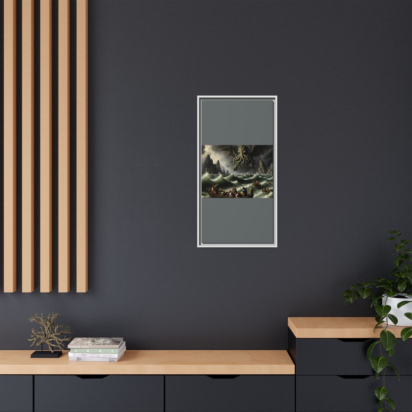 Cthulhu in the Storm Canvas, Framed (Multi-color)