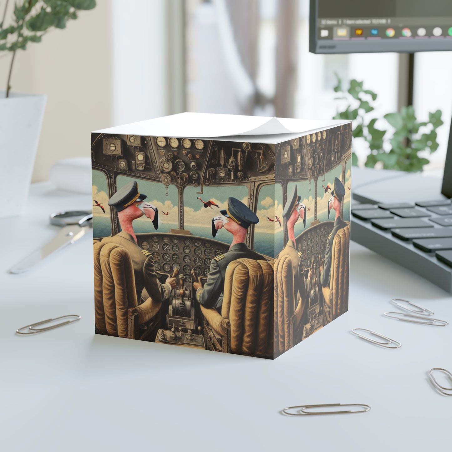 Flamingo Flight Deck Post It Note Cube