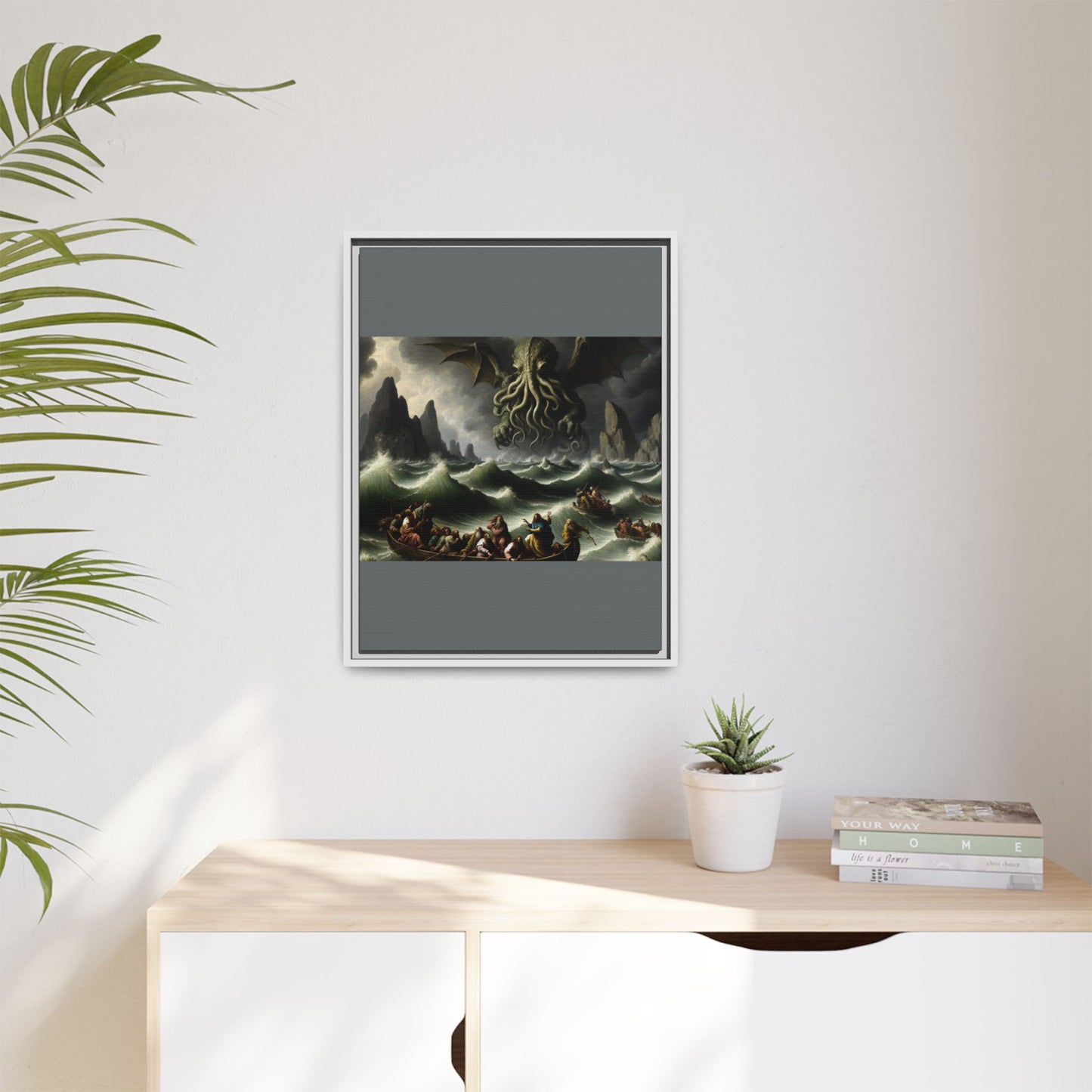 Cthulhu in the Storm Canvas, Framed (Multi-color)