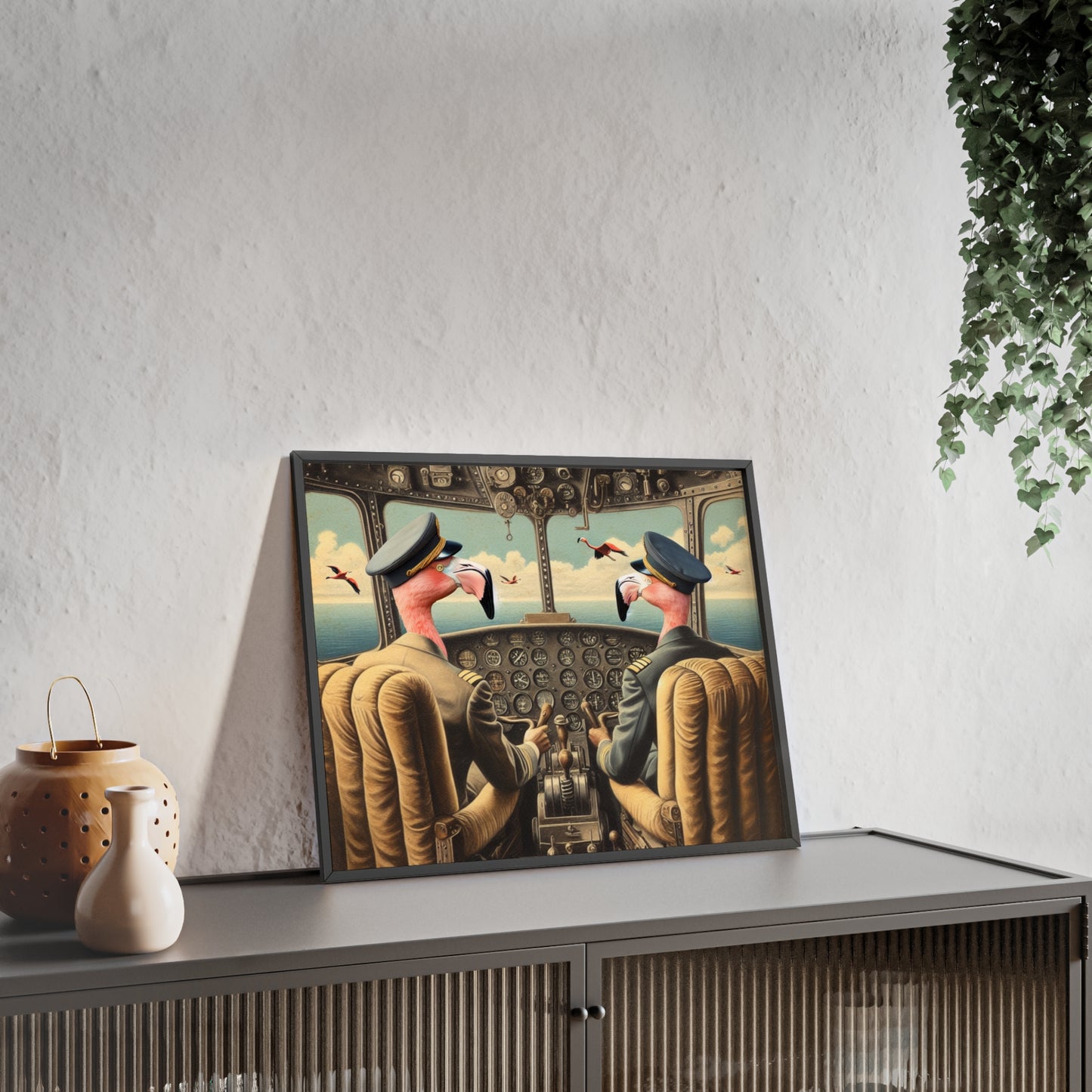 Framed Flamingo Flight Deck Poster