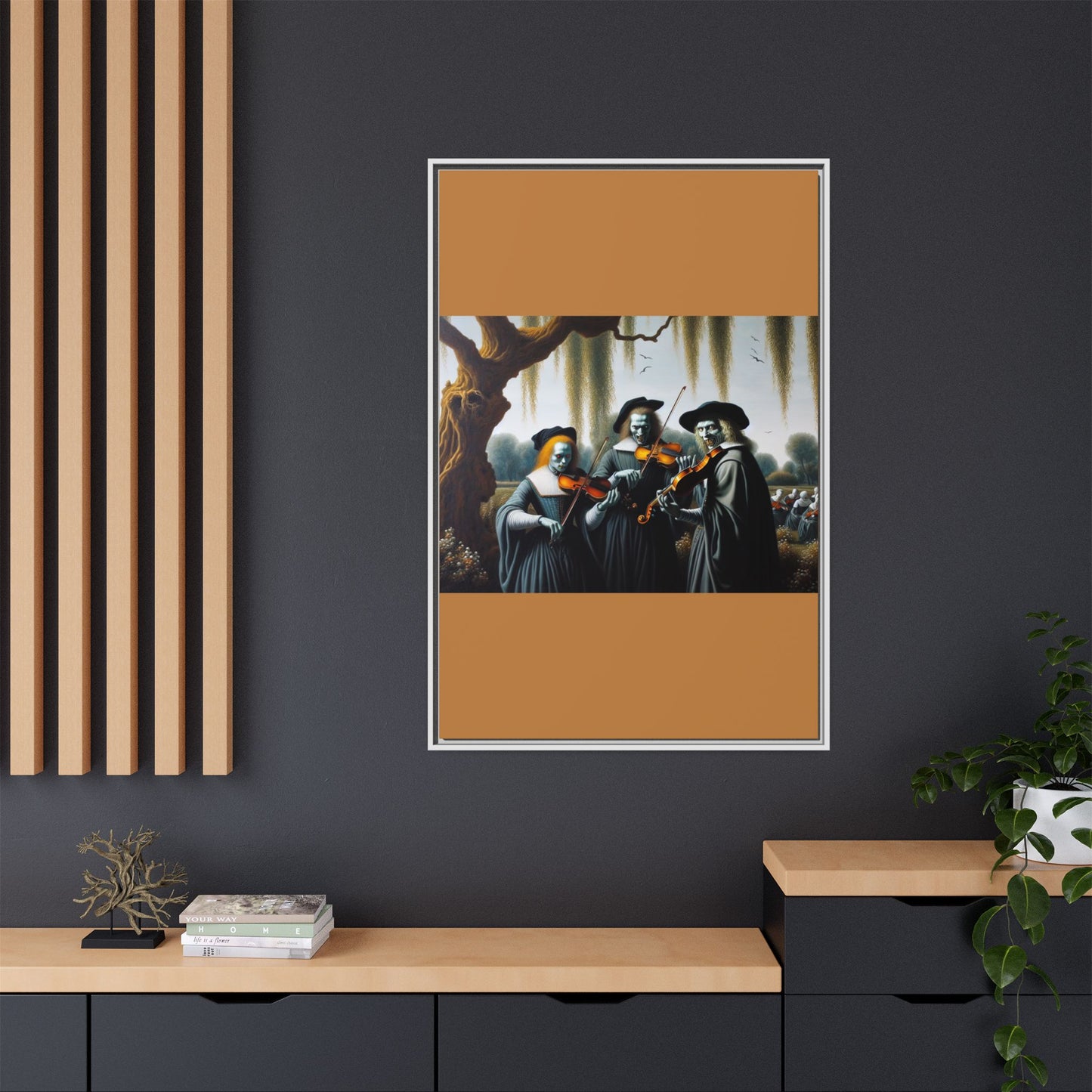 Vermeer's Vampire Violinists Canvas, Framed (Multi-color)