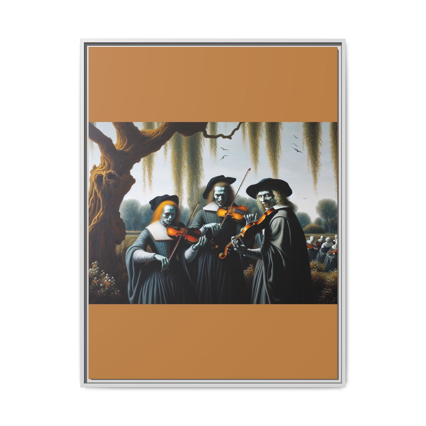 Vermeer's Vampire Violinists Canvas, Framed (Multi-color)