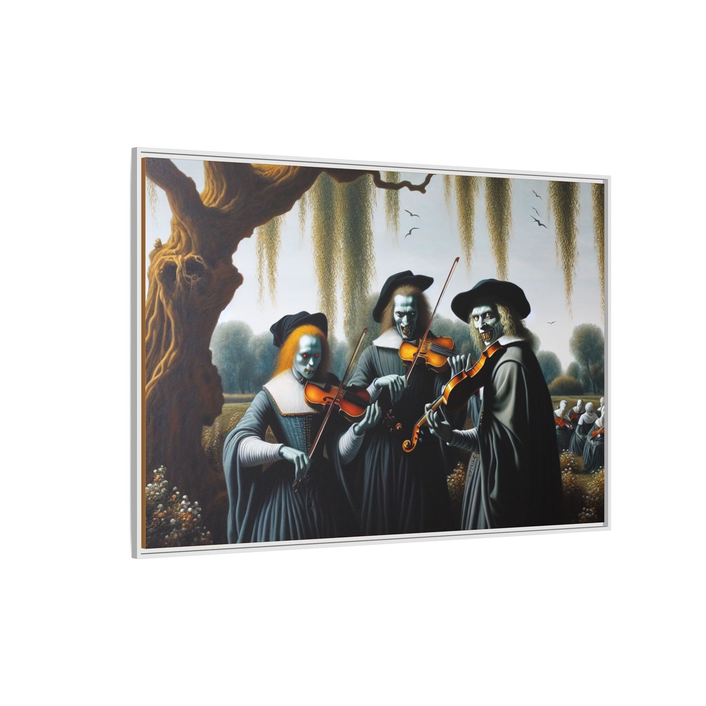 Vermeer's Vampire Violinists Canvas, Framed (Multi-color)