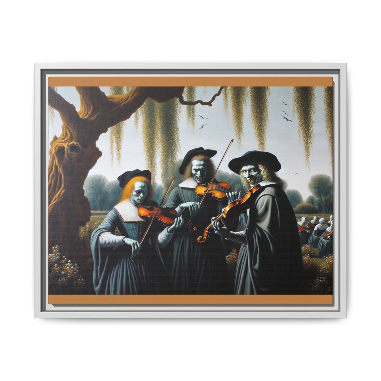 Vermeer's Vampire Violinists Canvas, Framed (Multi-color)