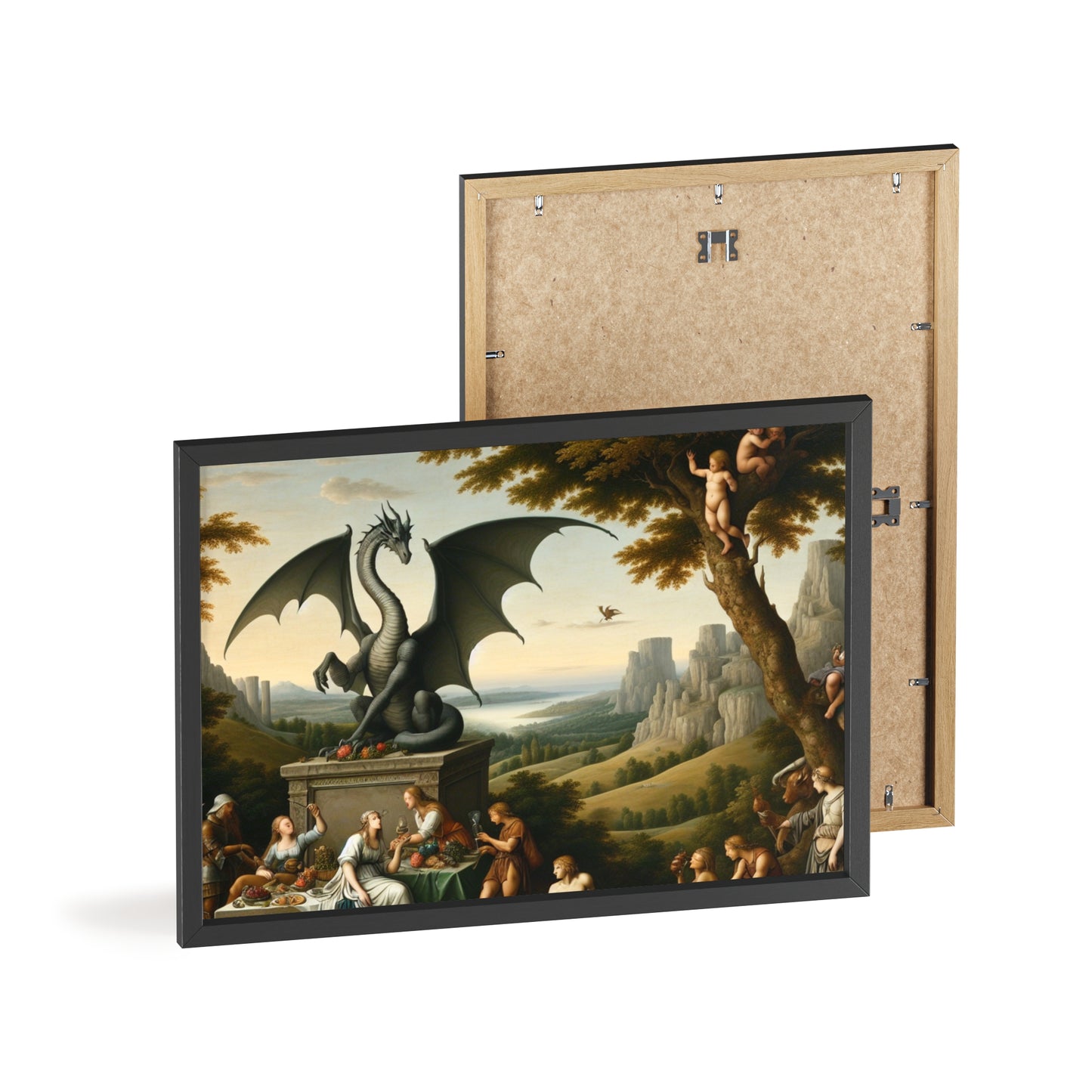 Framed Dragon Statue Poster