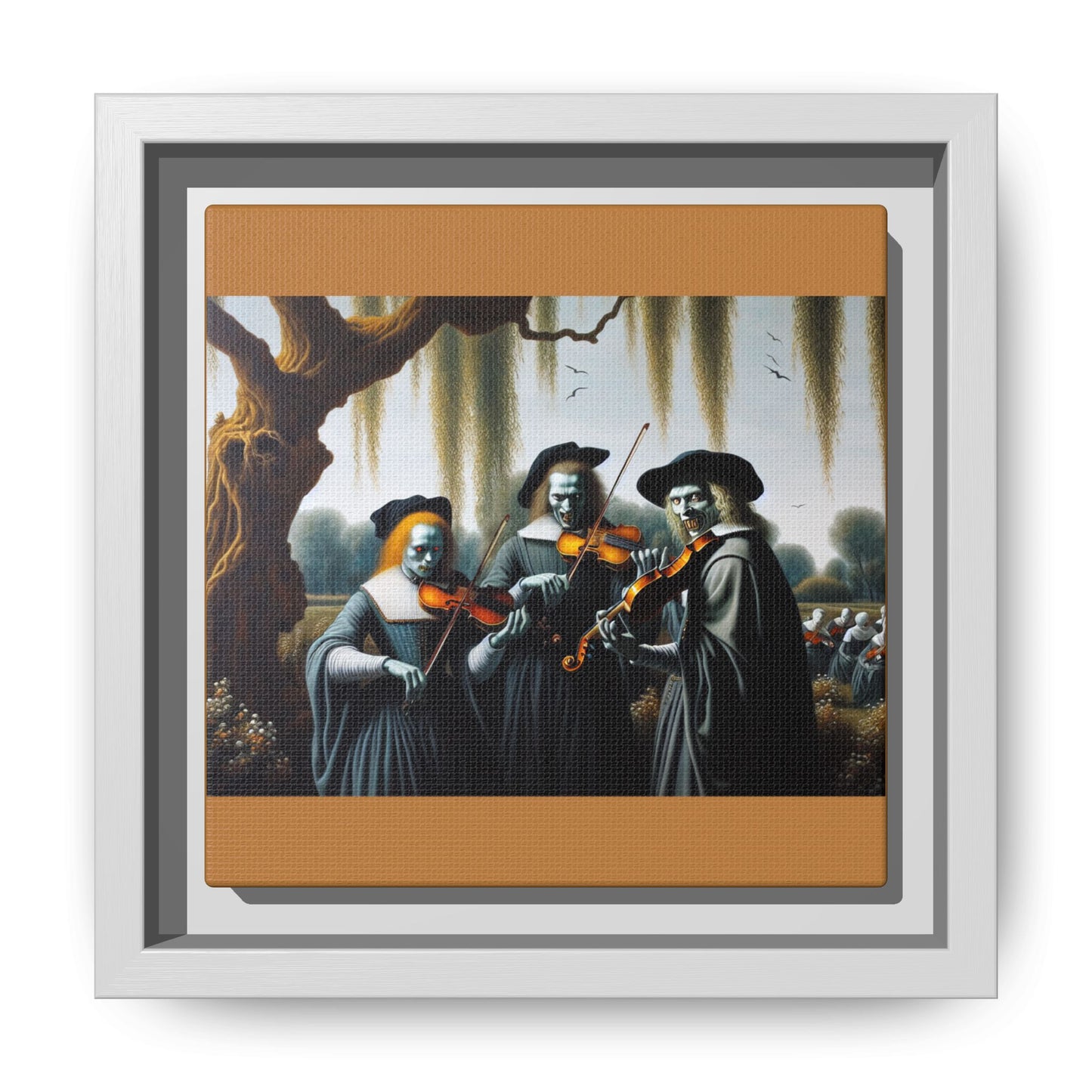 Vermeer's Vampire Violinists Canvas, Framed (Multi-color)