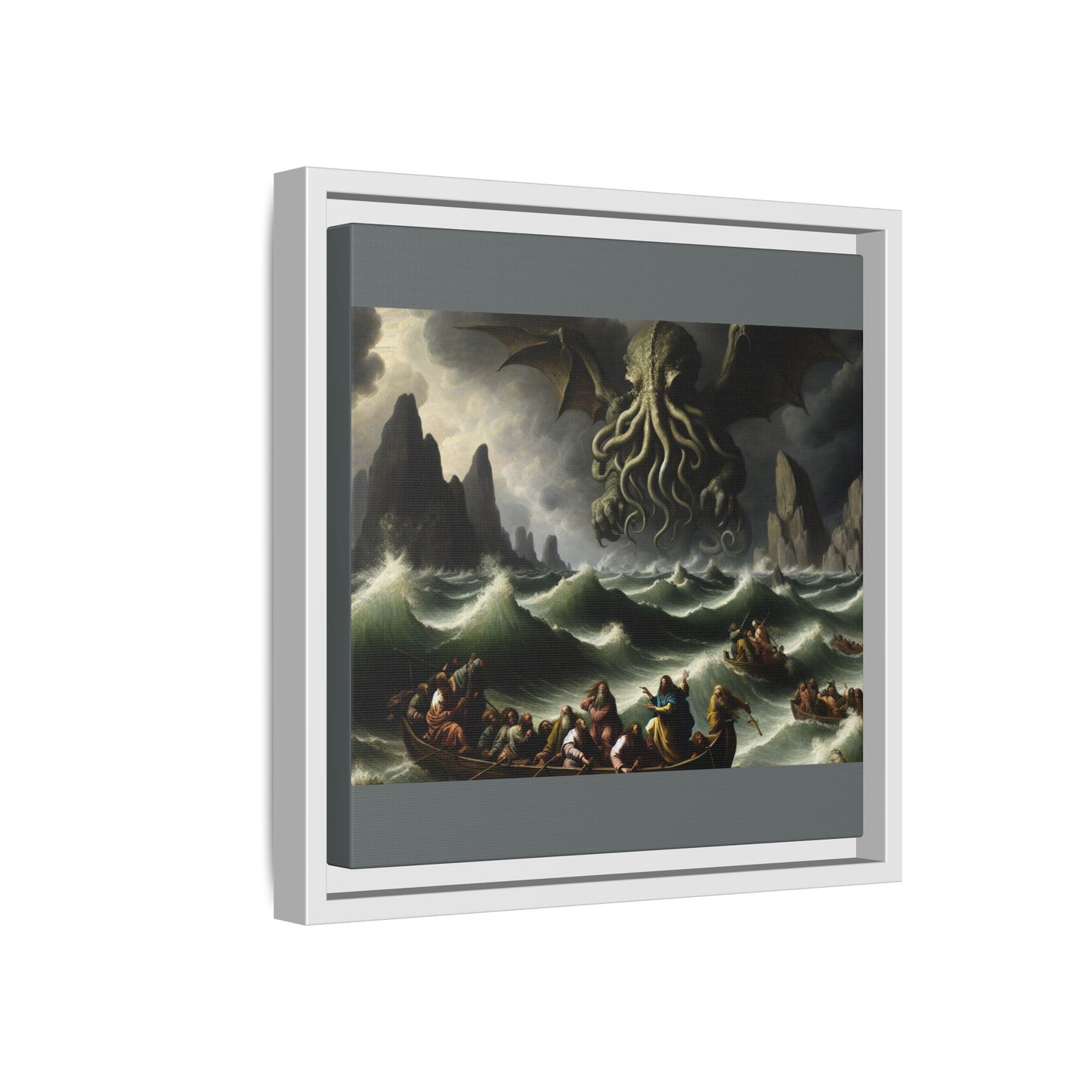 Cthulhu in the Storm Canvas, Framed (Multi-color)