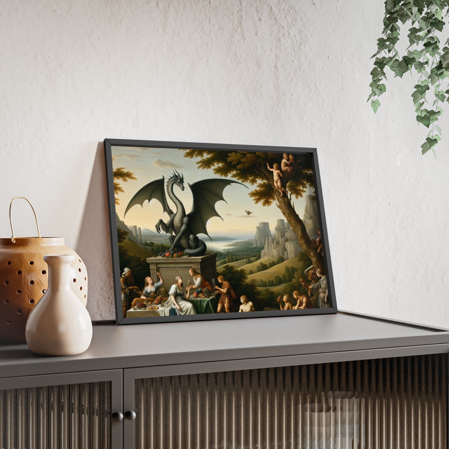 Framed Dragon Statue Poster