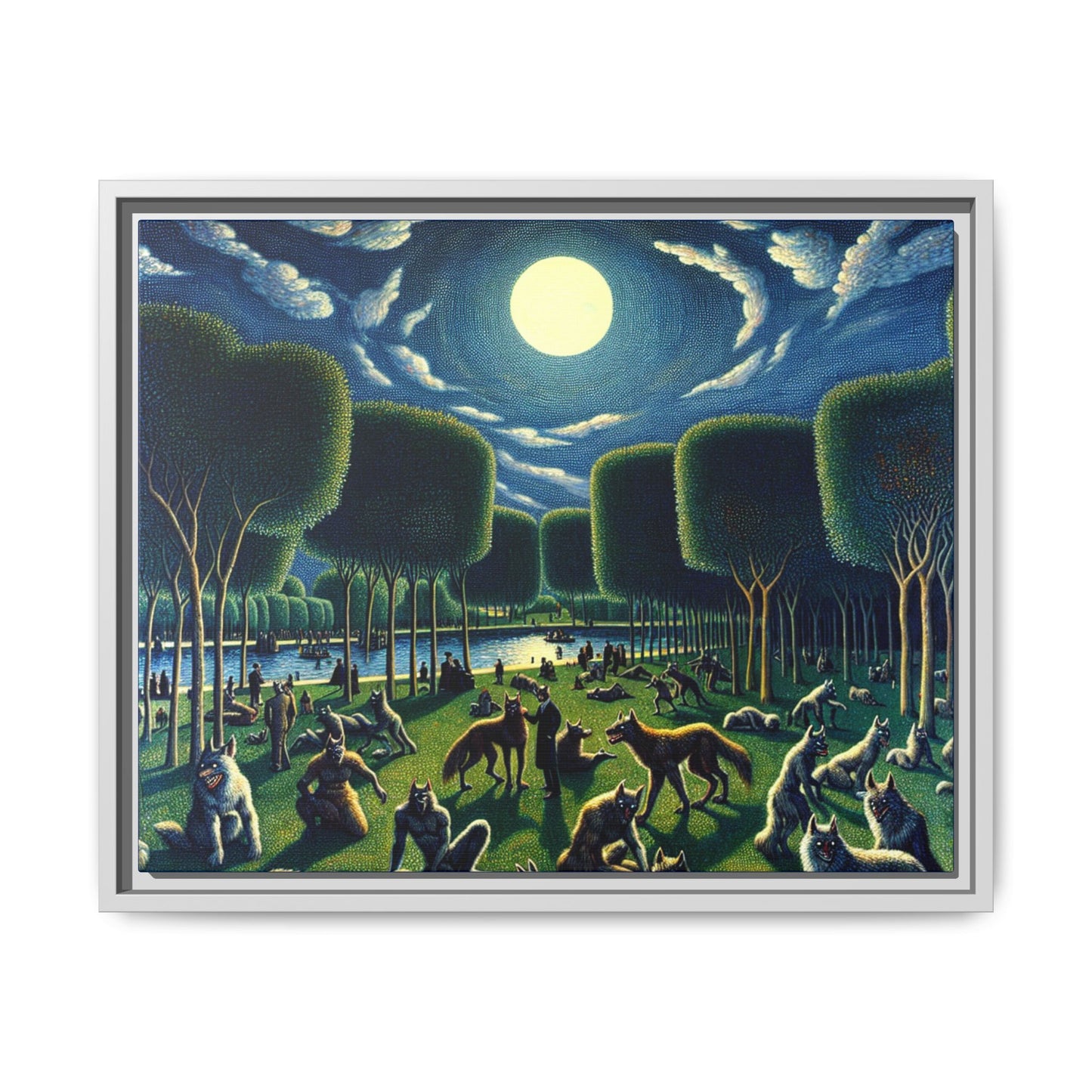 Werewolves at the Waterfront Canvas, Framed (Multi-color)