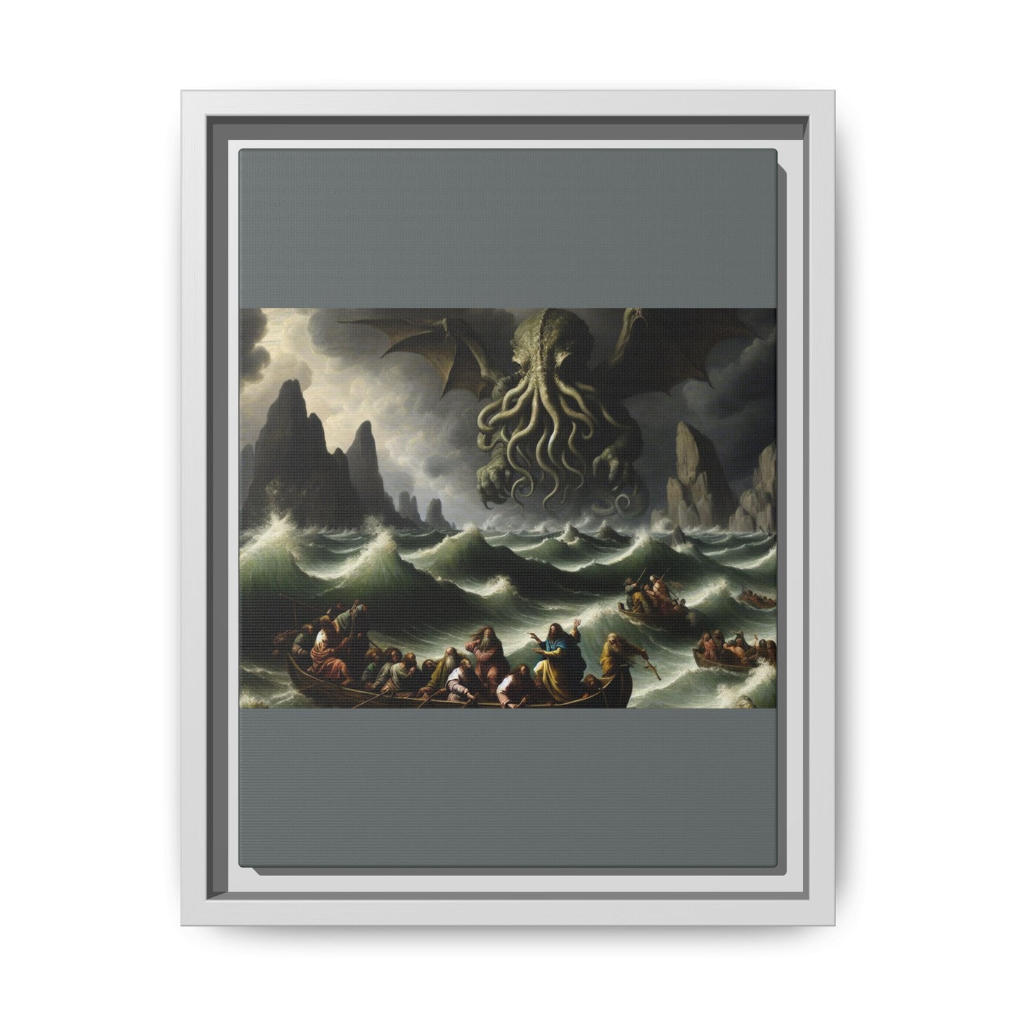 Cthulhu in the Storm Canvas, Framed (Multi-color)