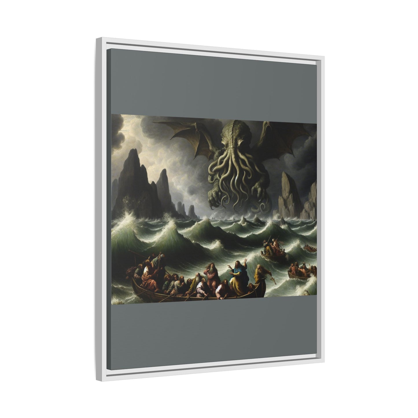 Cthulhu in the Storm Canvas, Framed (Multi-color)