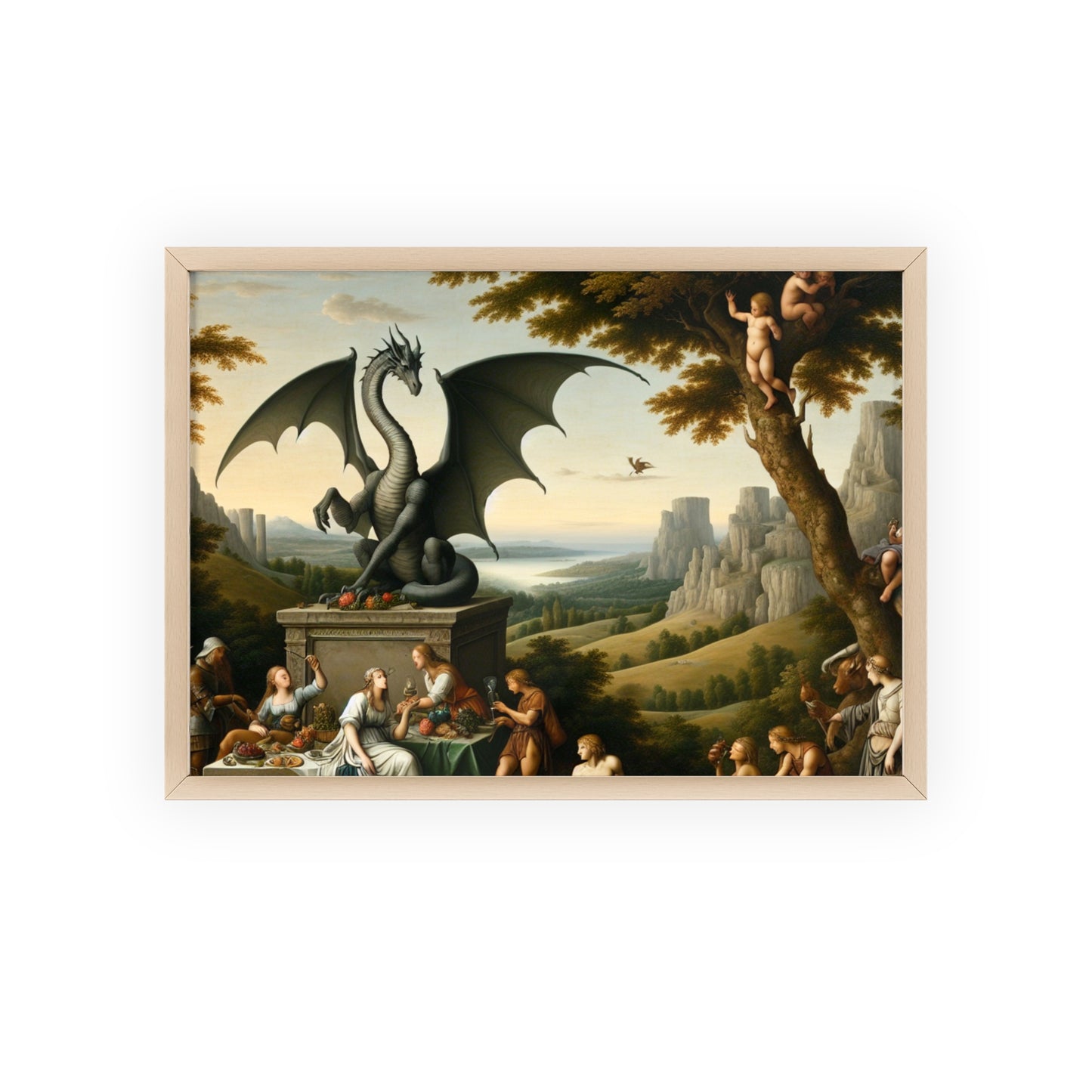 Framed Dragon Statue Poster