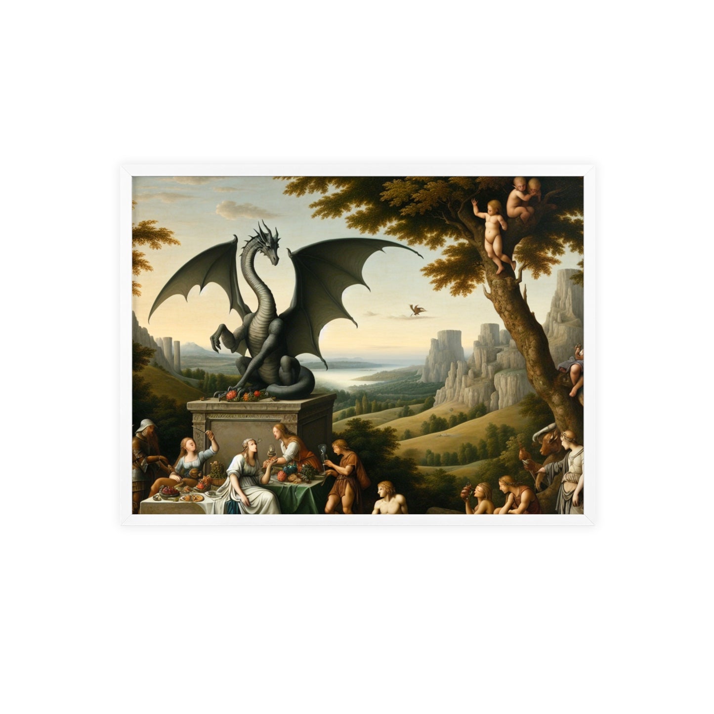 Framed Dragon Statue Poster