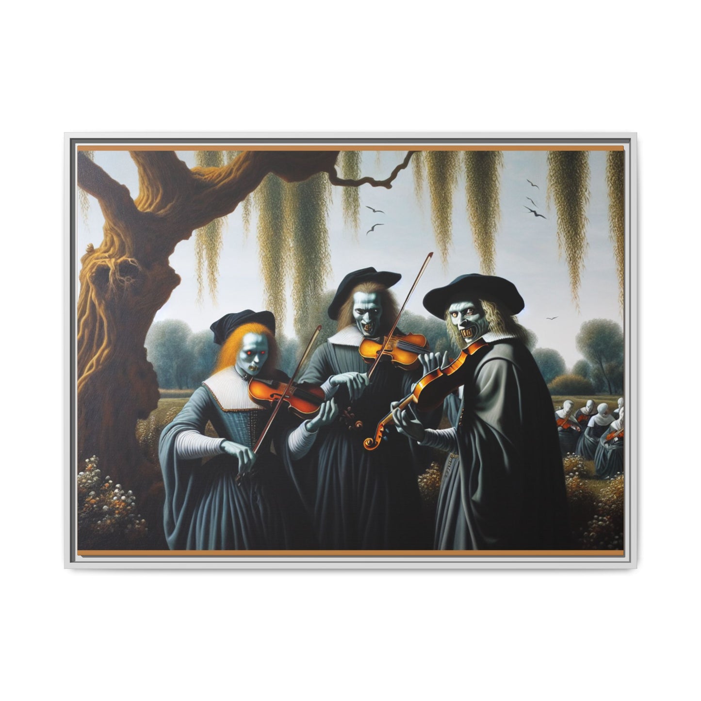 Vermeer's Vampire Violinists Canvas, Framed (Multi-color)