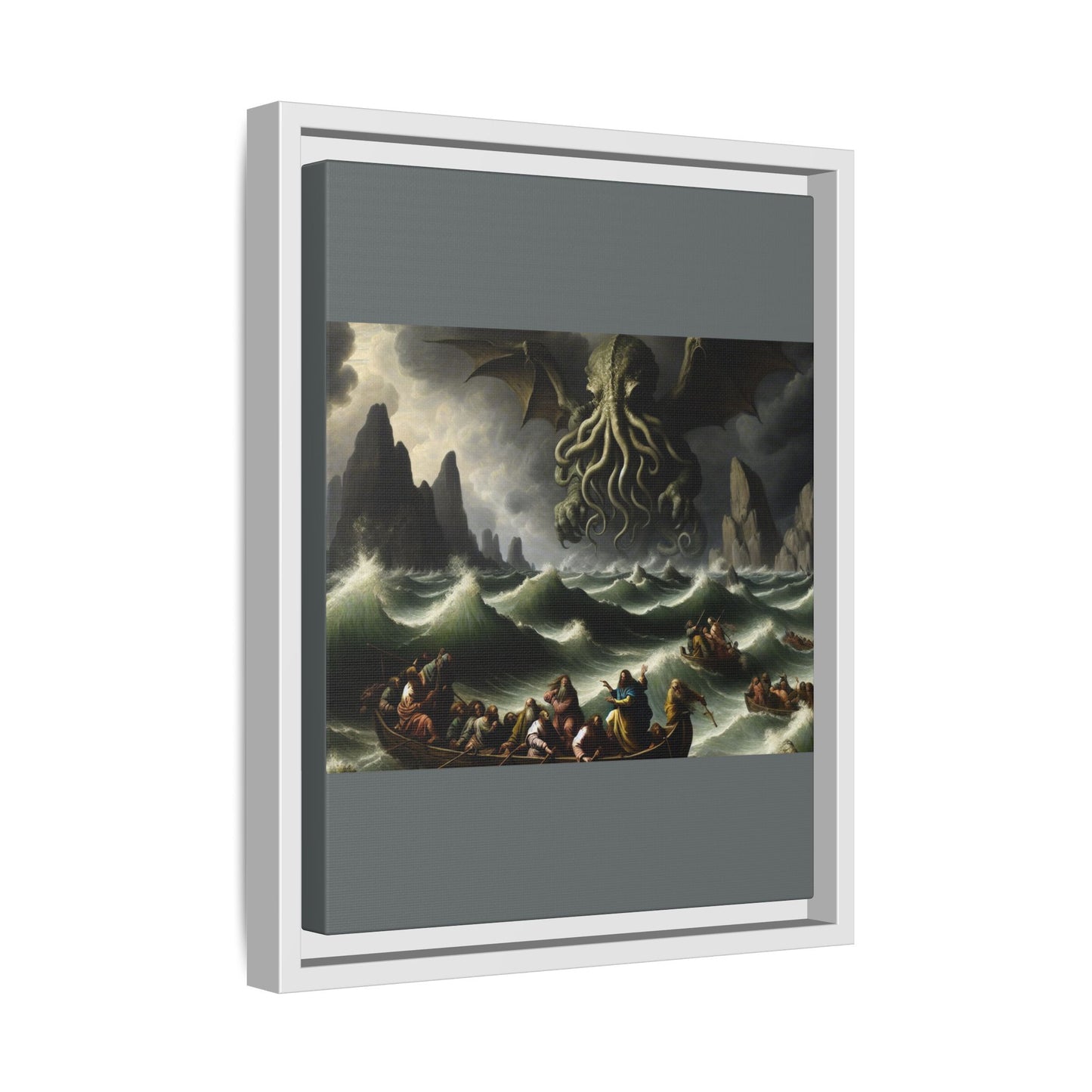 Cthulhu in the Storm Canvas, Framed (Multi-color)