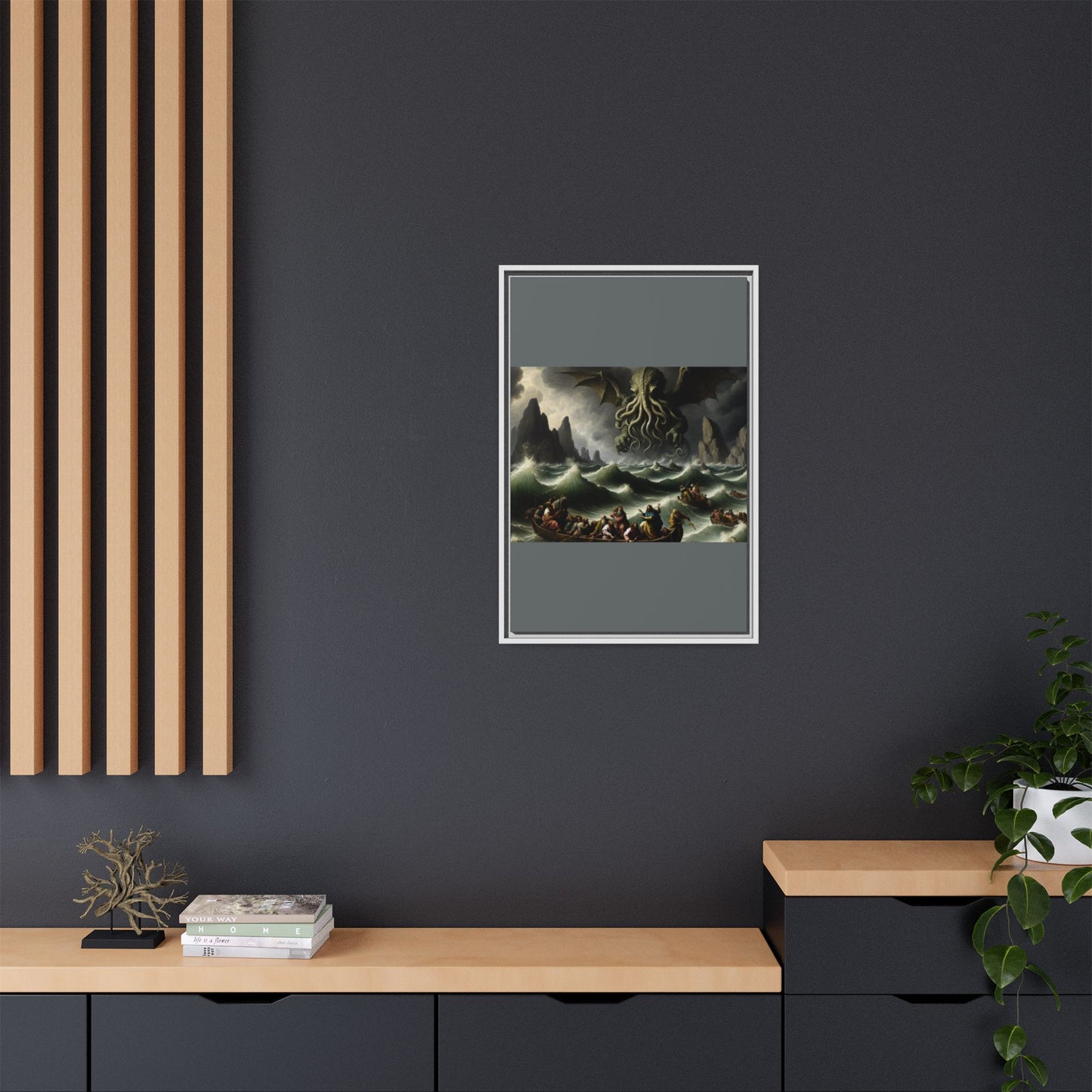 Cthulhu in the Storm Canvas, Framed (Multi-color)