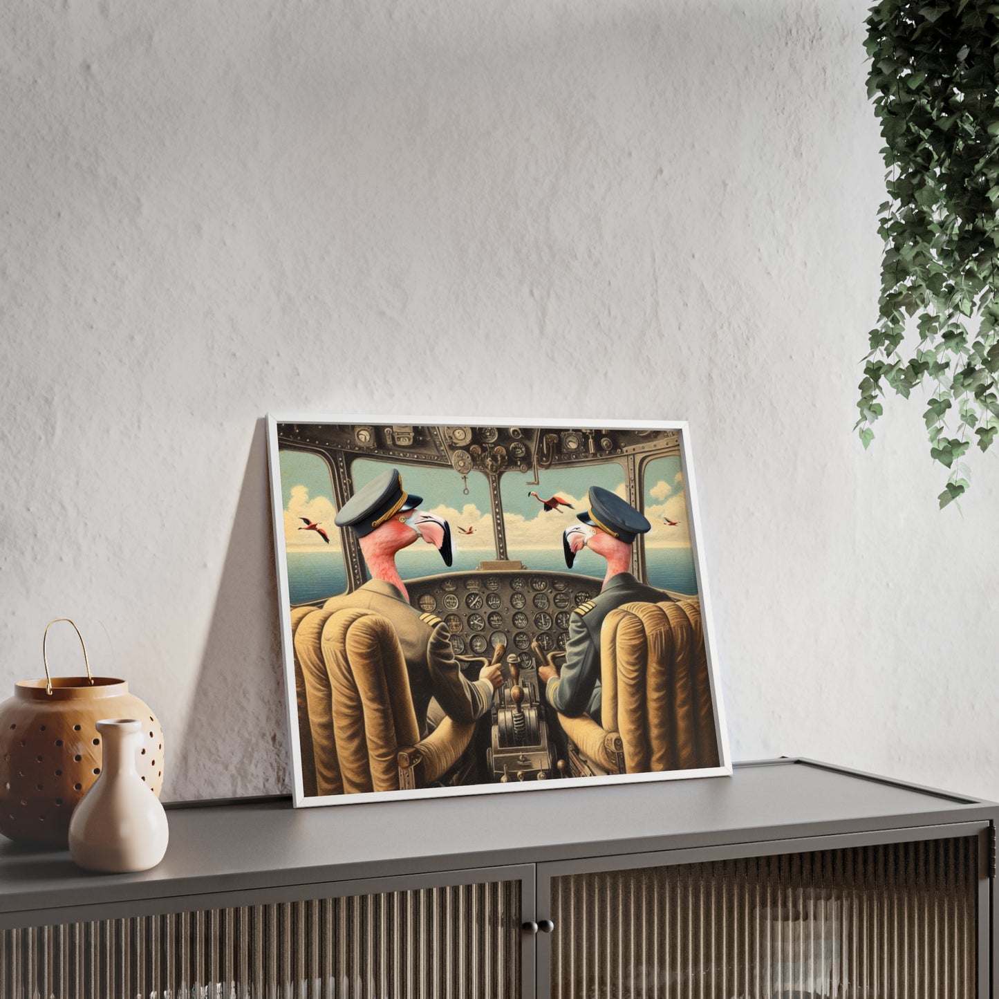 Framed Flamingo Flight Deck Poster