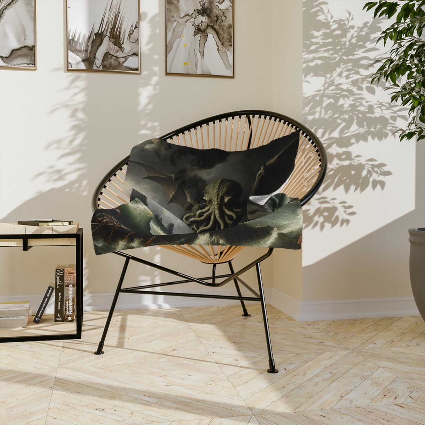 Cthulhu in the Storm Velveteen Microfiber Blanket