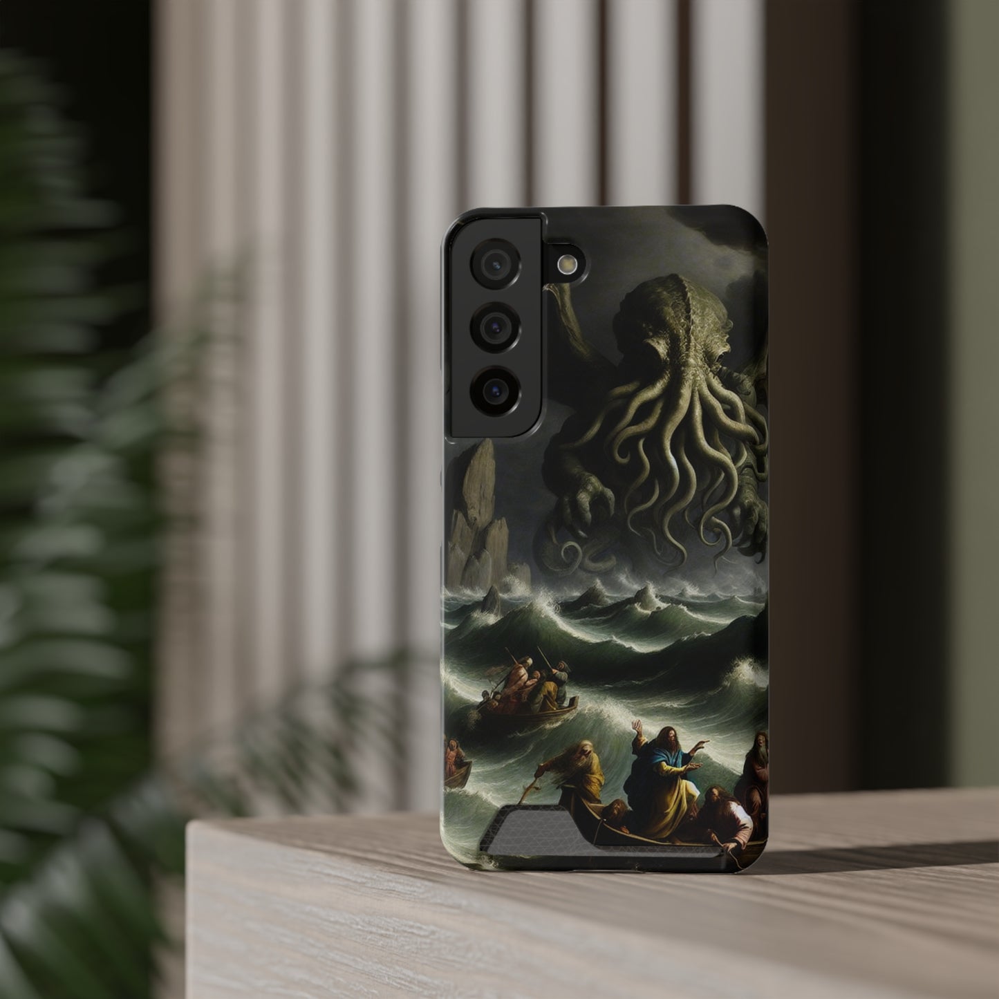 Cthulhu in the Storm Phone Case with Card Holder - GALAXY