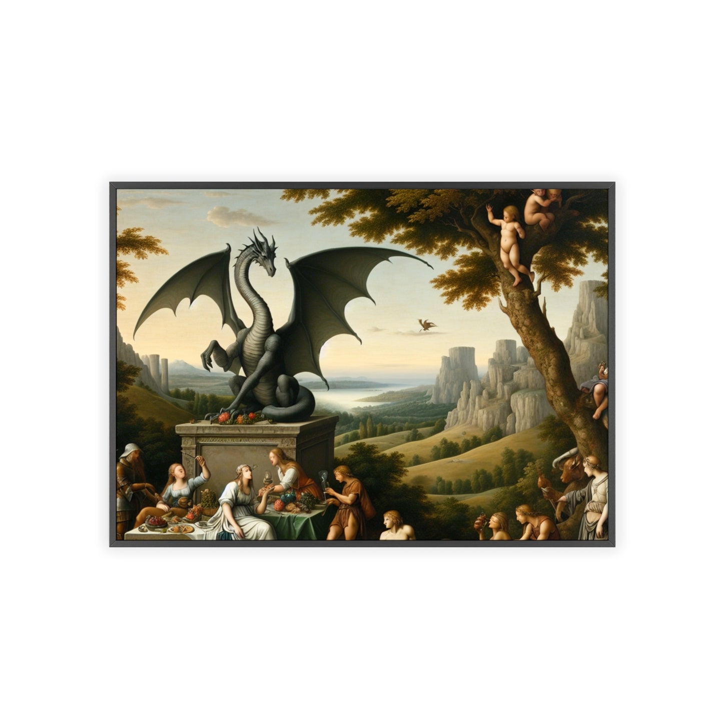 Framed Dragon Statue Poster