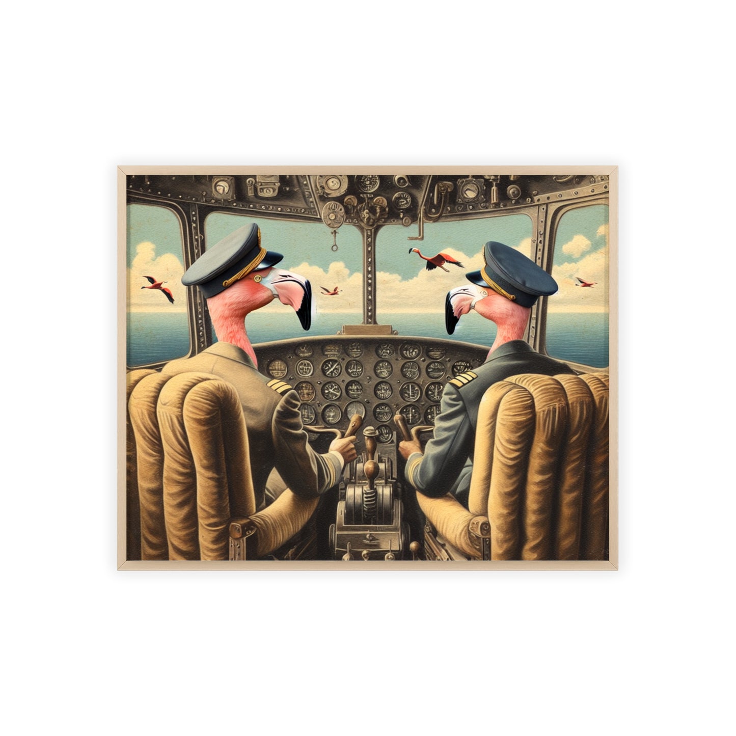Framed Flamingo Flight Deck Poster
