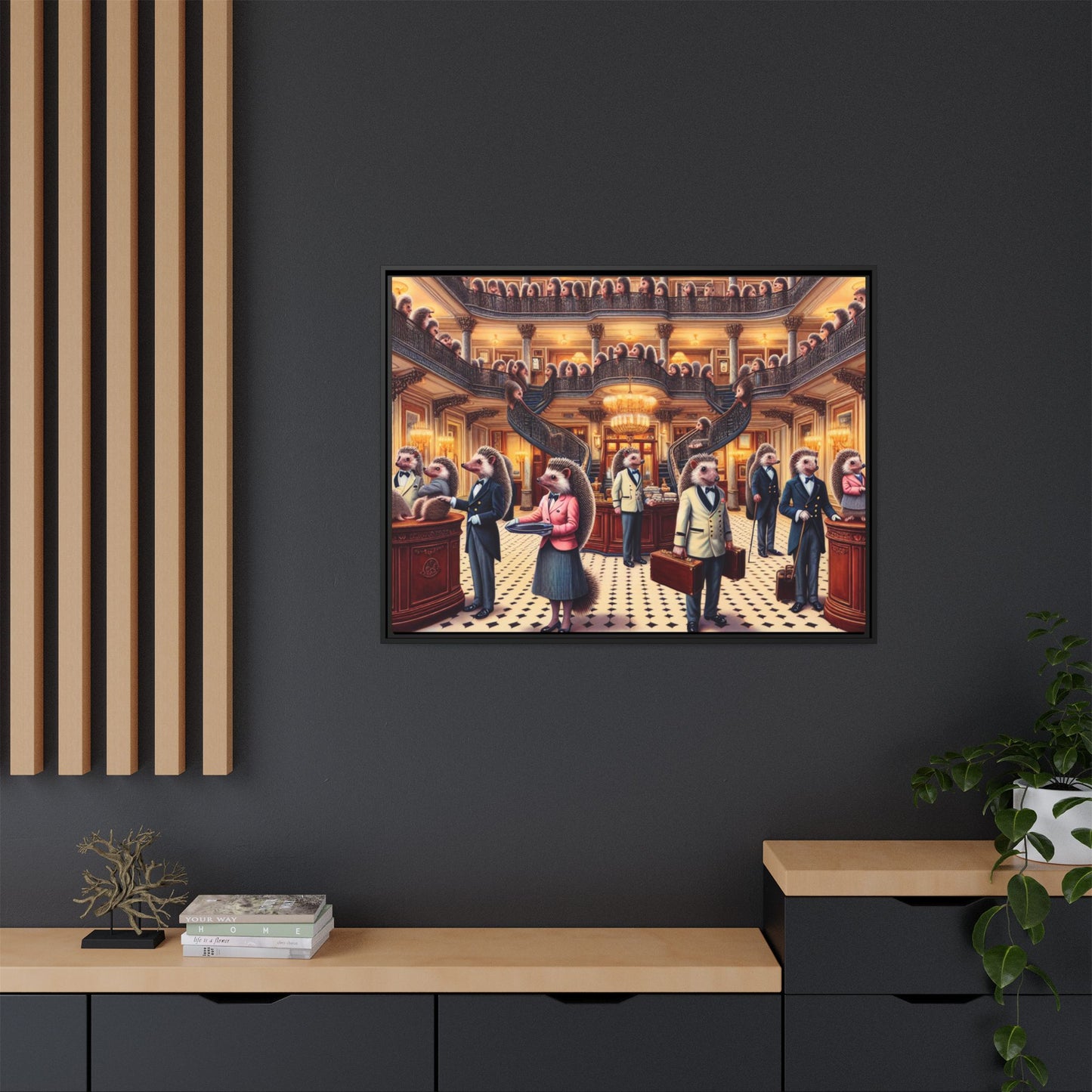 Hedgehog Hotel Canvas, Framed (Multi-color)