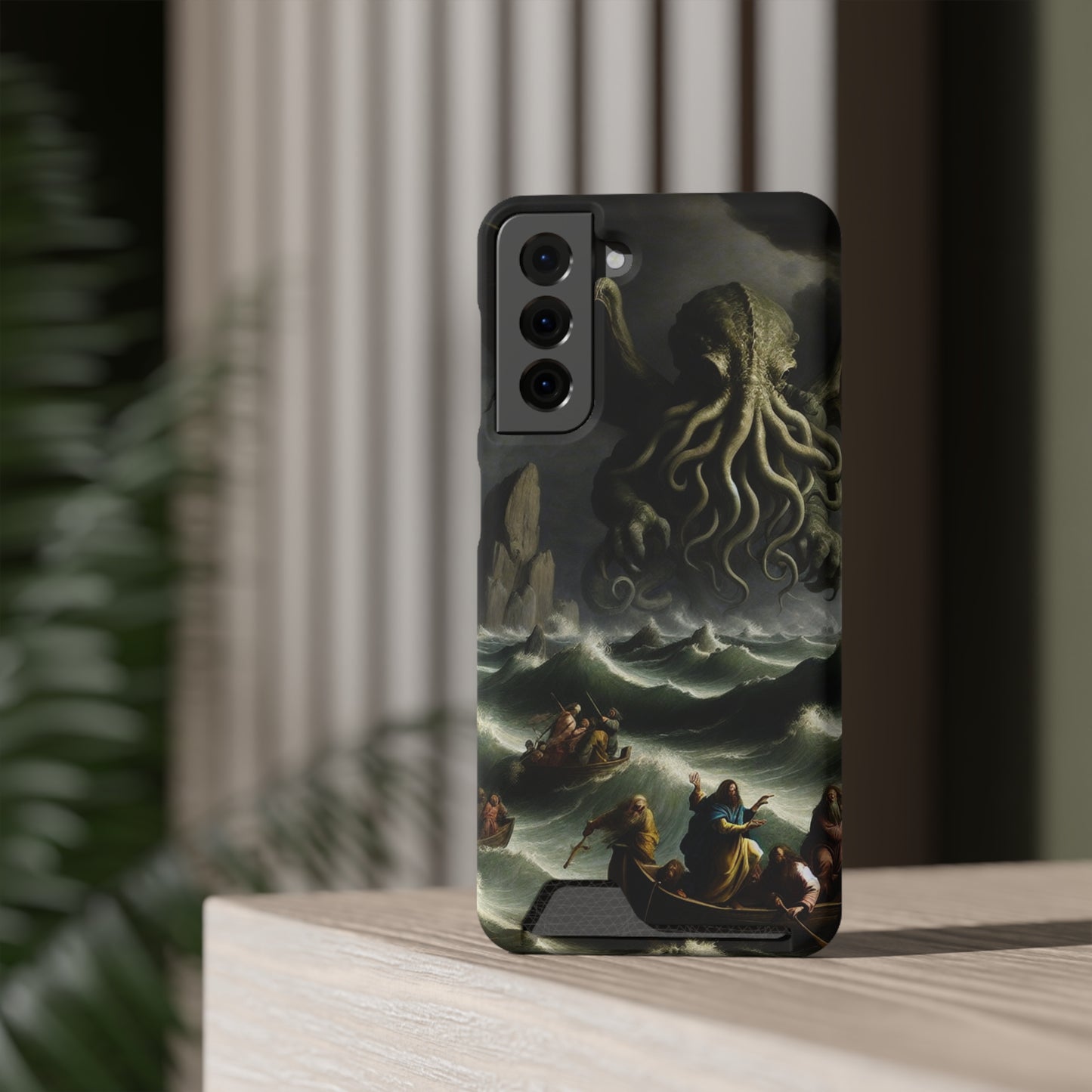Cthulhu in the Storm Phone Case with Card Holder - GALAXY