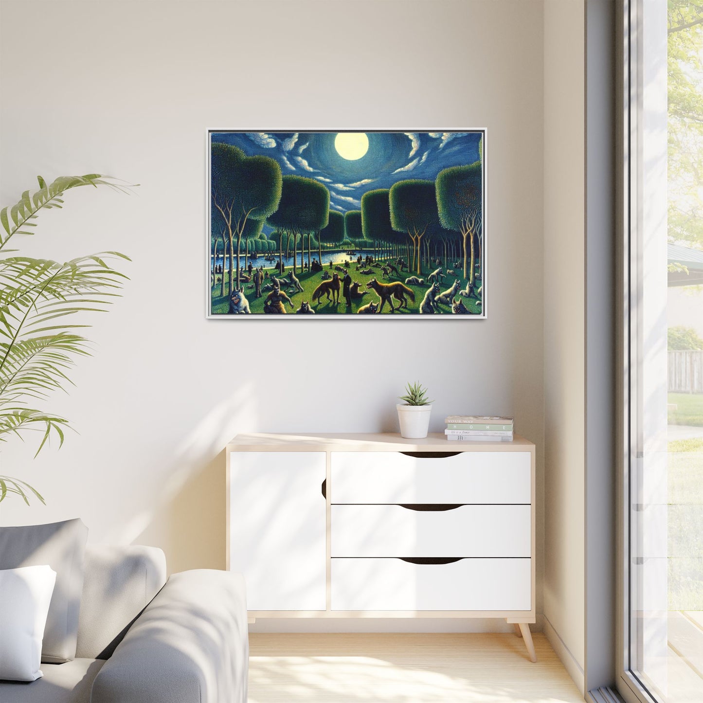 Werewolves at the Waterfront Canvas, Framed (Multi-color)