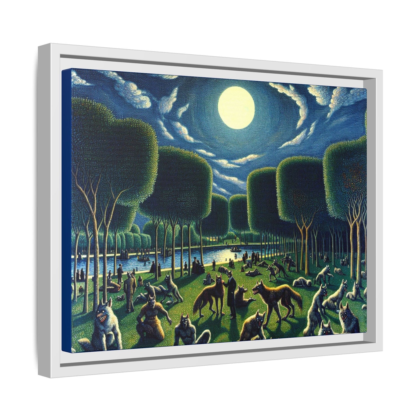 Werewolves at the Waterfront Canvas, Framed (Multi-color)