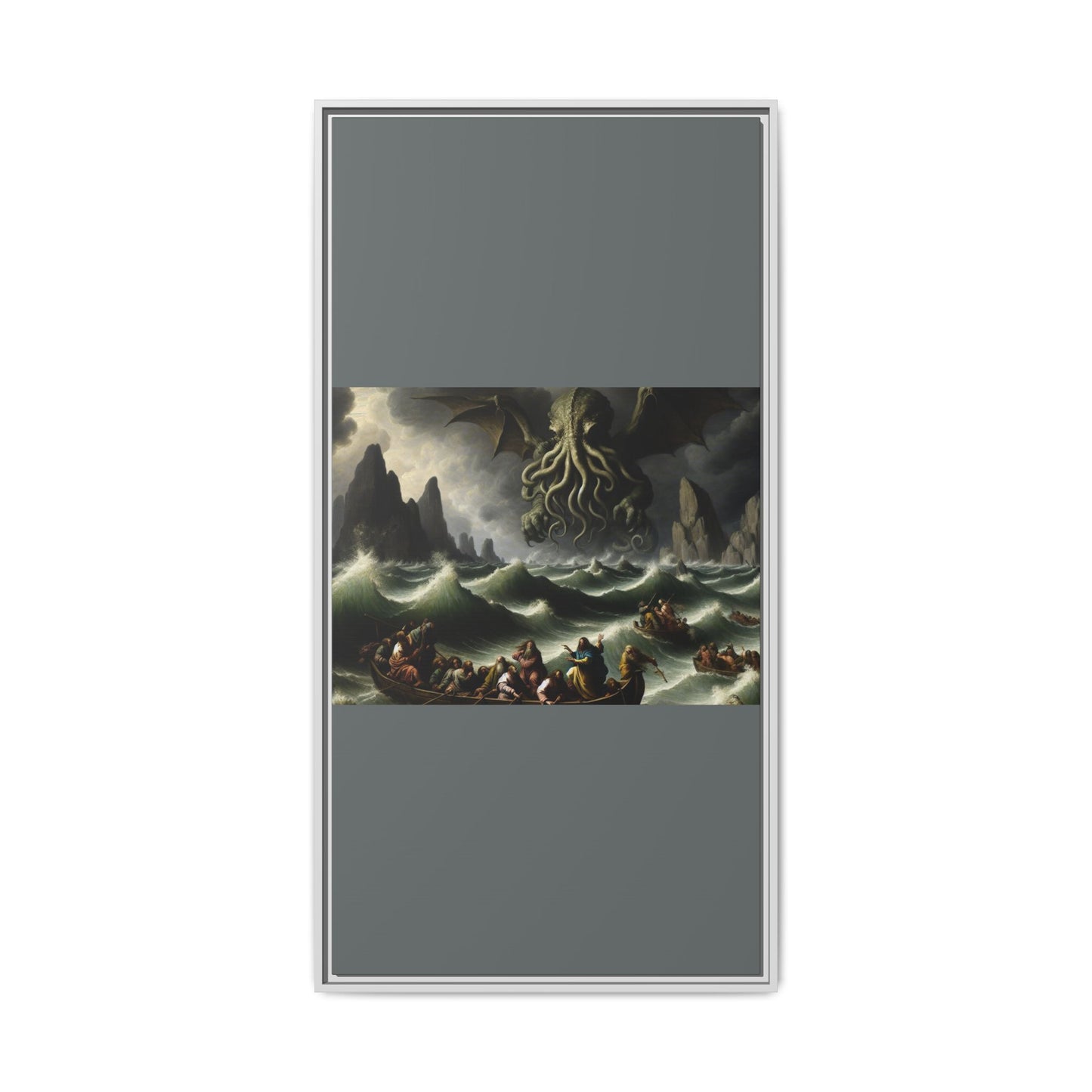 Cthulhu in the Storm Canvas, Framed (Multi-color)