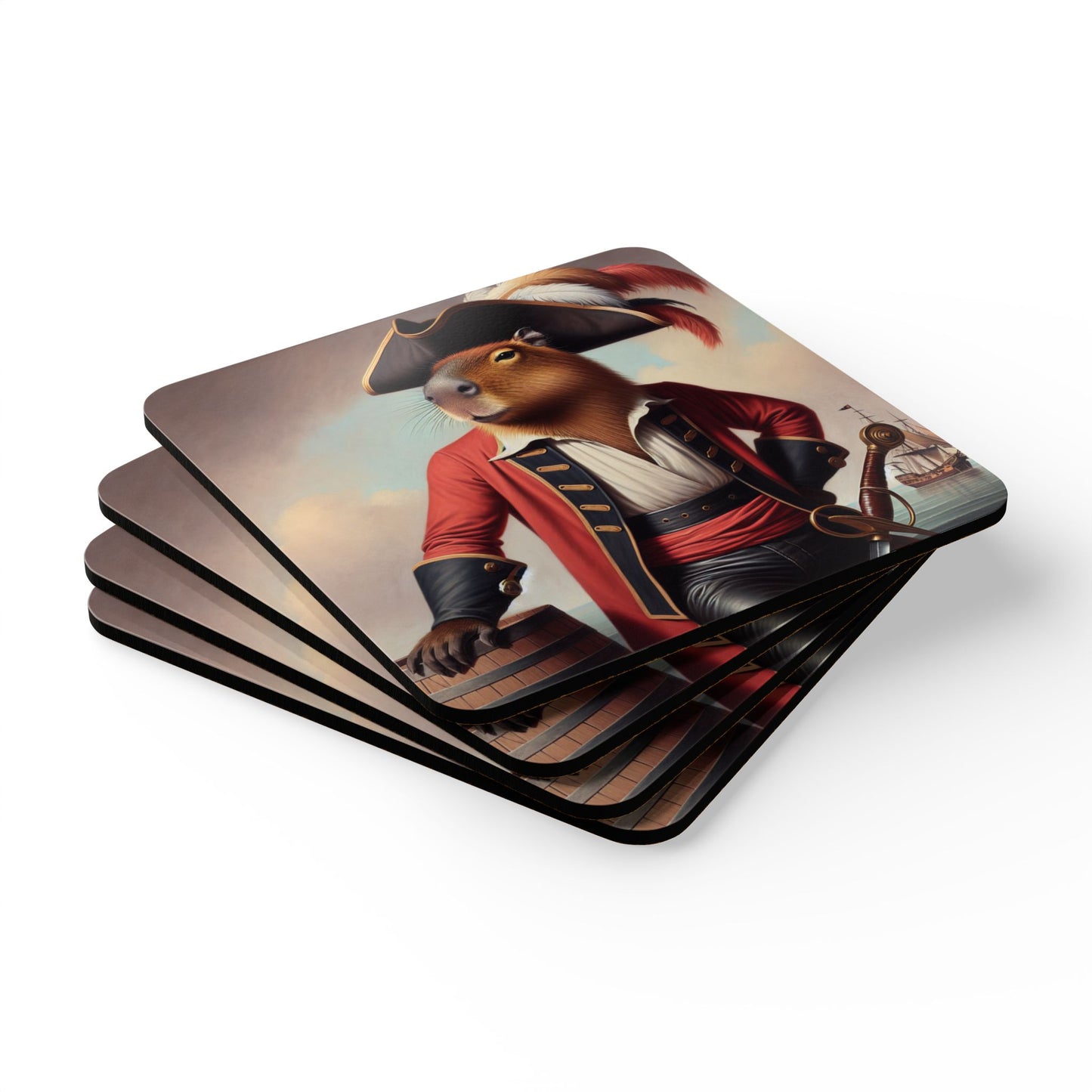 Captain Capybara 4pc Coaster Set