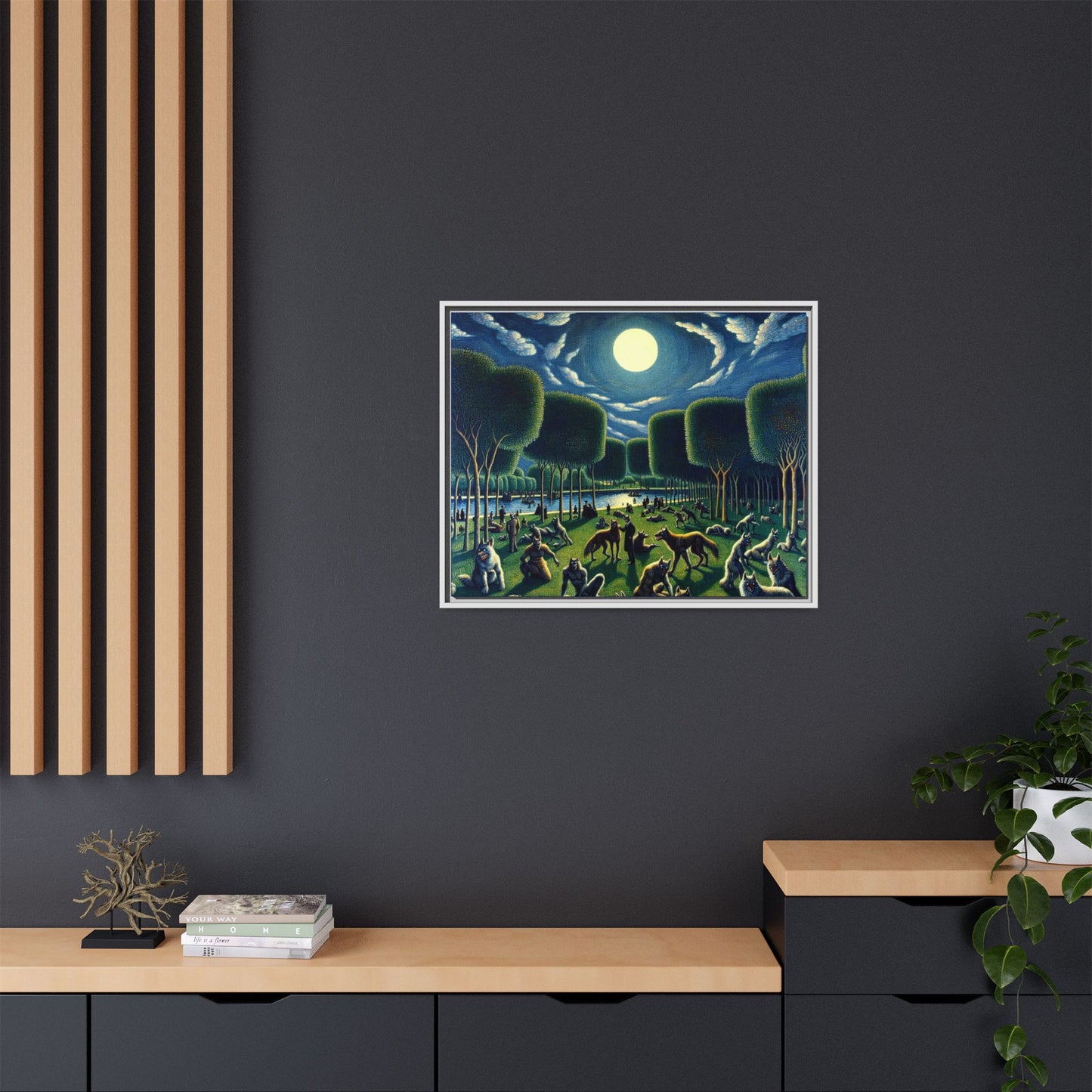 Werewolves at the Waterfront Canvas, Framed (Multi-color)