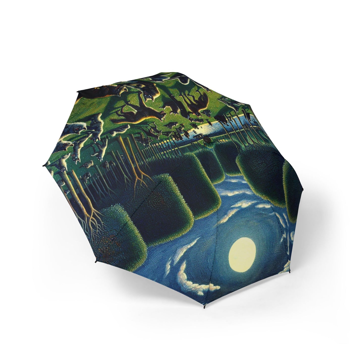 Werewolves at the Waterfront Semi-Automatic Foldable Umbrella